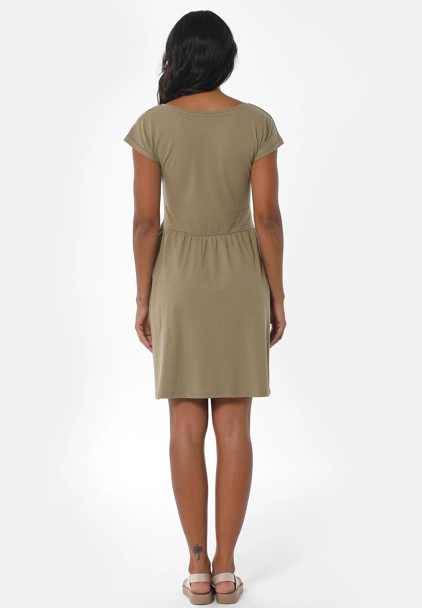 Slub Jersey Dress With Side Pockets Olive sold by Ivalo.com product image thumbnail 3