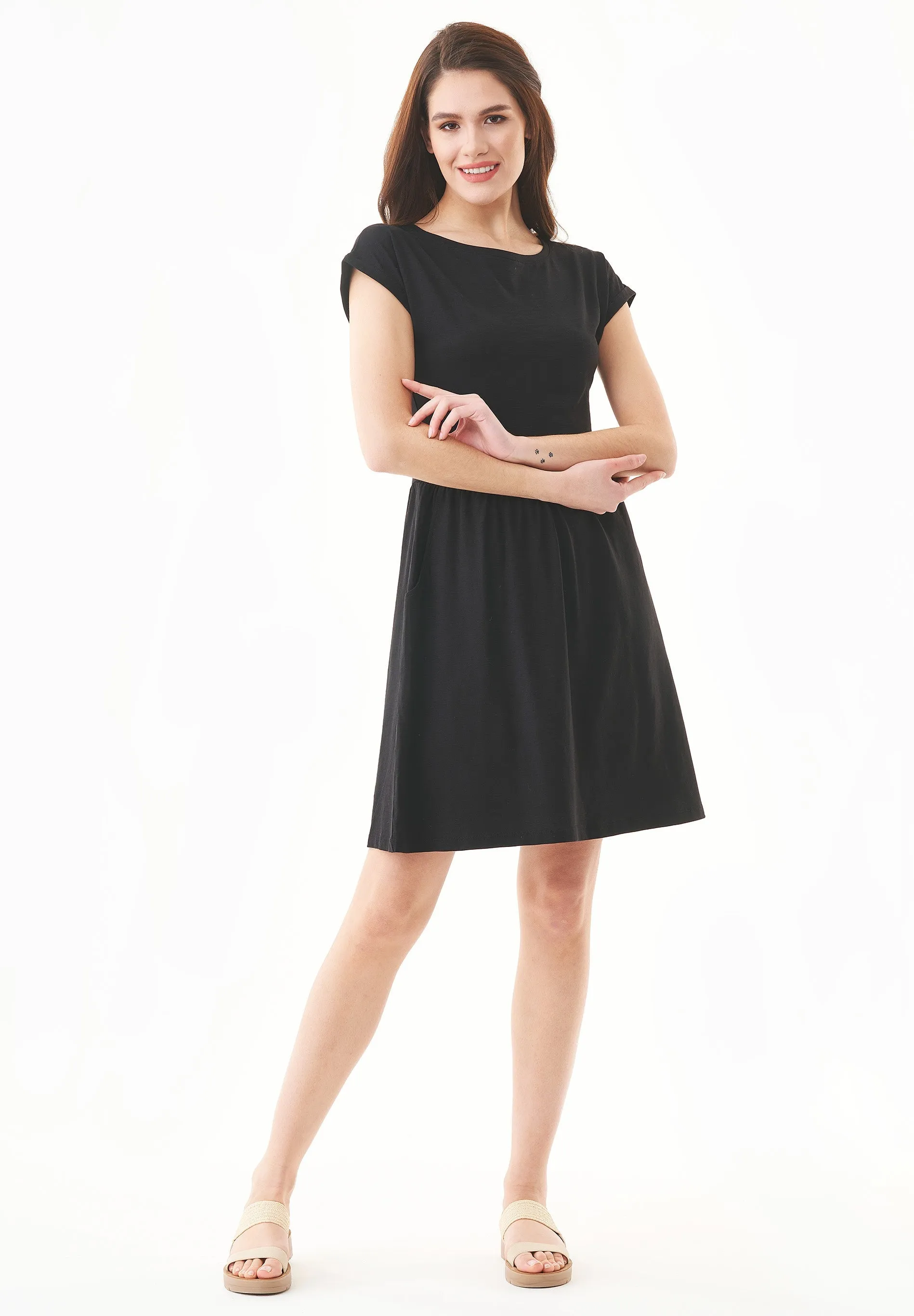 Slub Jersey Dress With Side Pockets Black sold by Ivalo.com