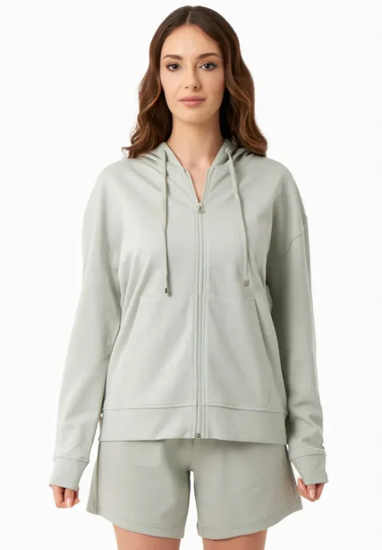 Women's Modal Blend Zipper Hoodie Green Moss sold by Ivalo.com