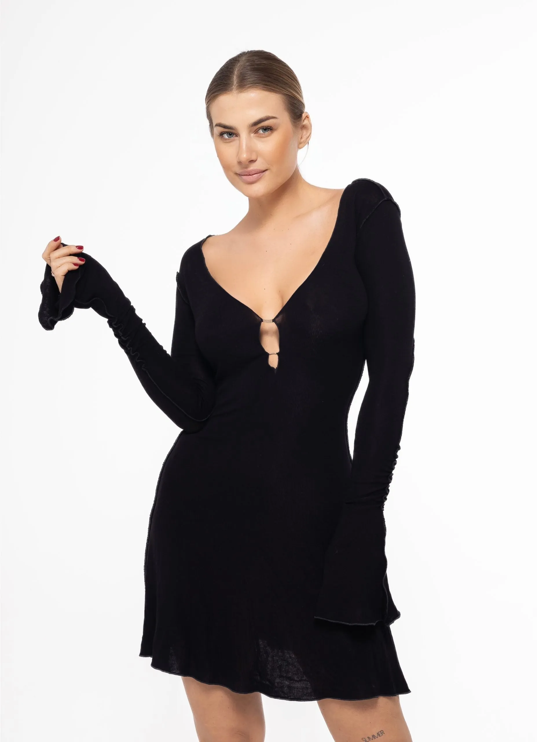 Chloe Deep Neckline Mini Dress Black sold by Ivalo.com product image thumbnail 5