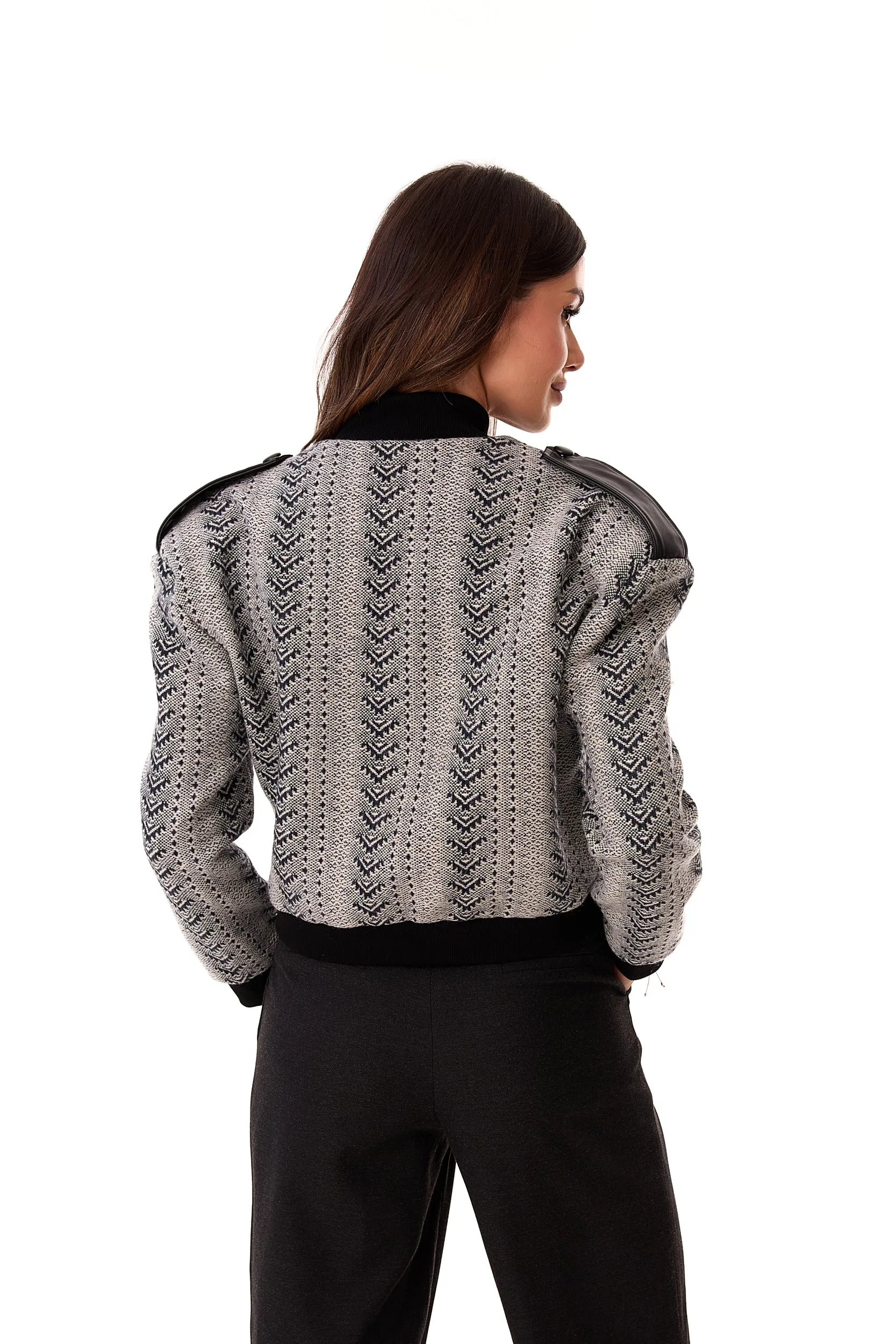 Ira Patterned Wool Bomber Jacket Grey sold by Ivalo.com product image thumbnail 2