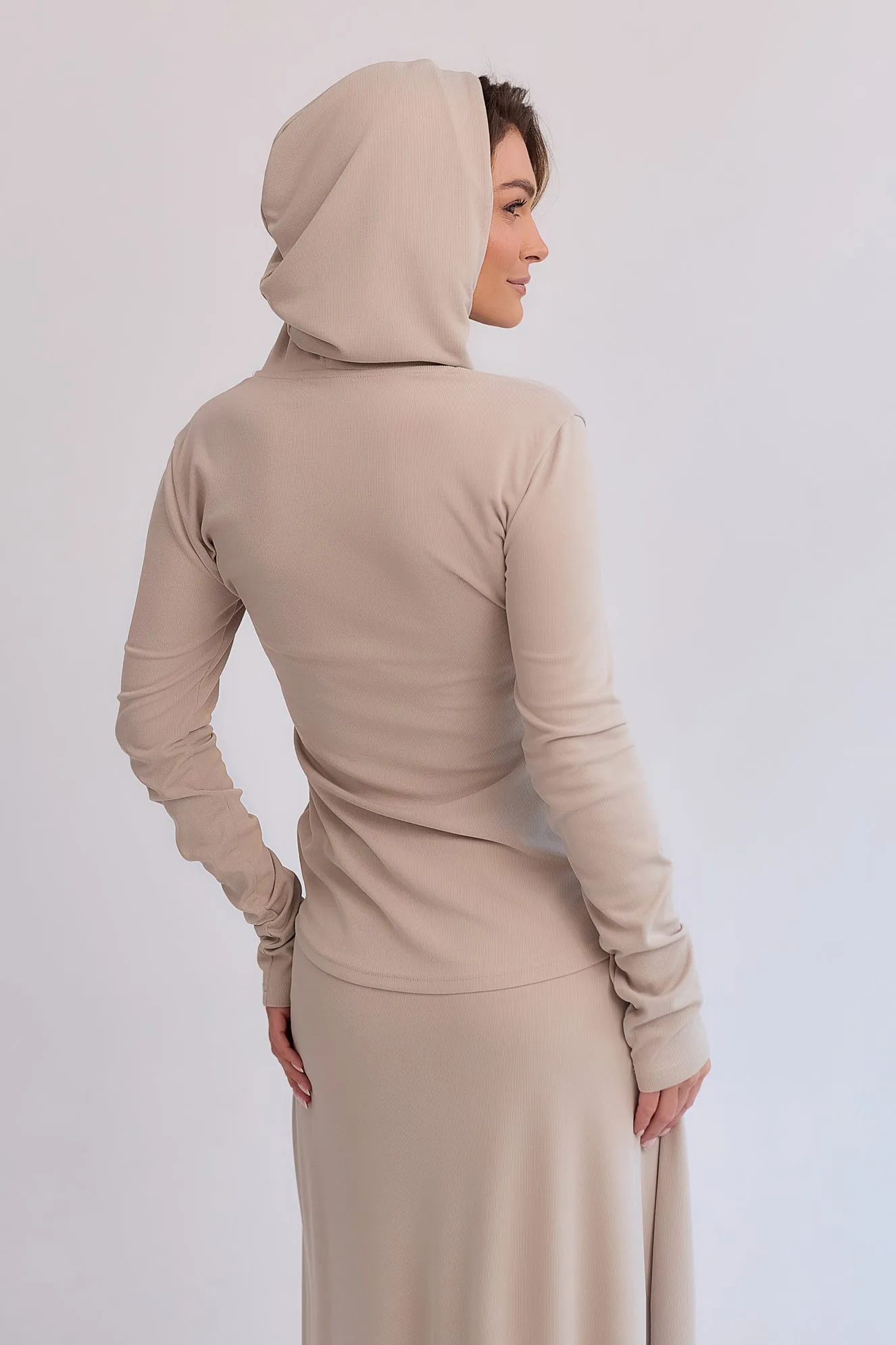 Luna Ribbed Longsleeve With Hood Beige sold by Ivalo.com product image thumbnail 2