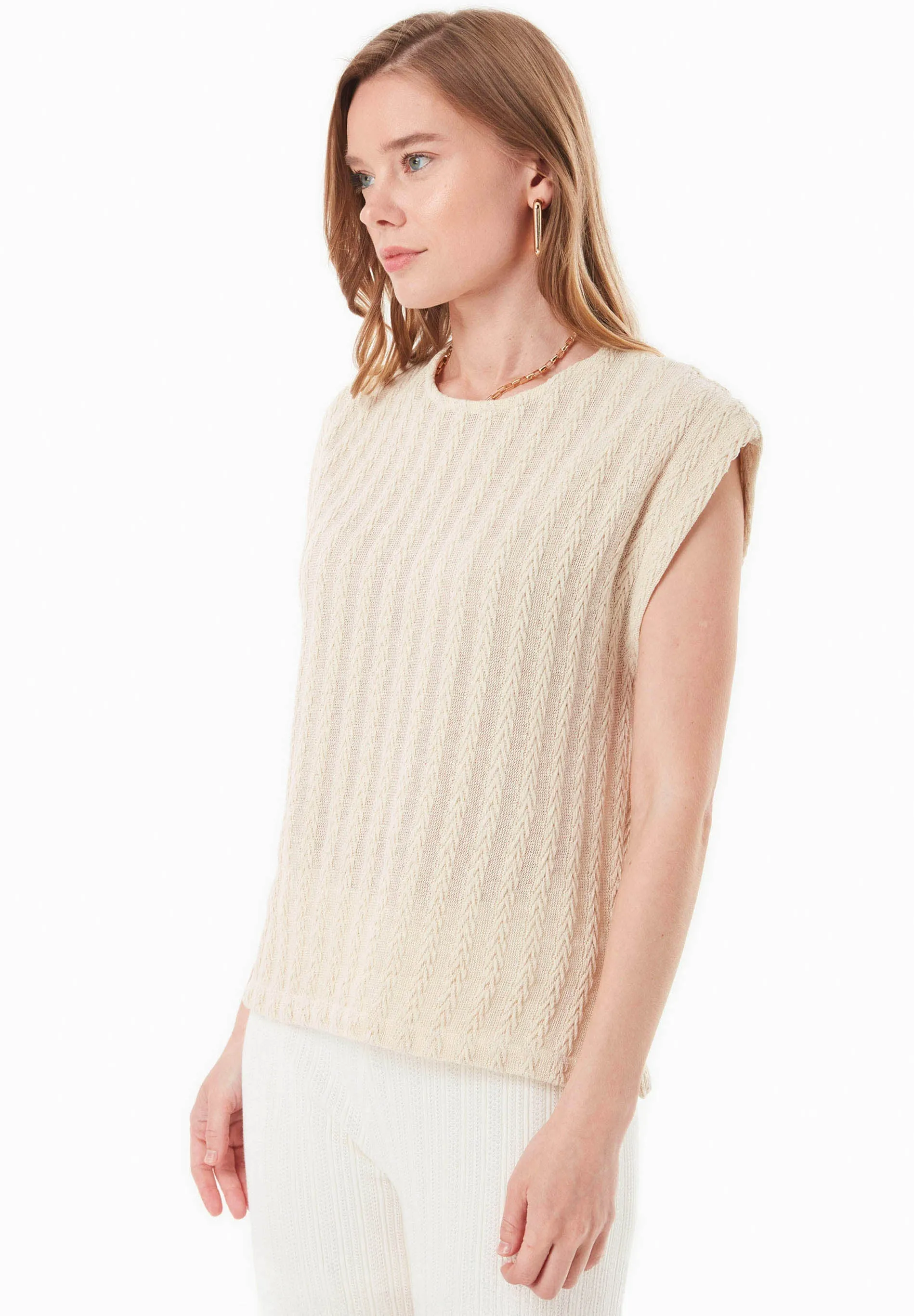 Fantasy Cotton Knit Short Sleeve Top Natural sold by Ivalo.com product image thumbnail 3