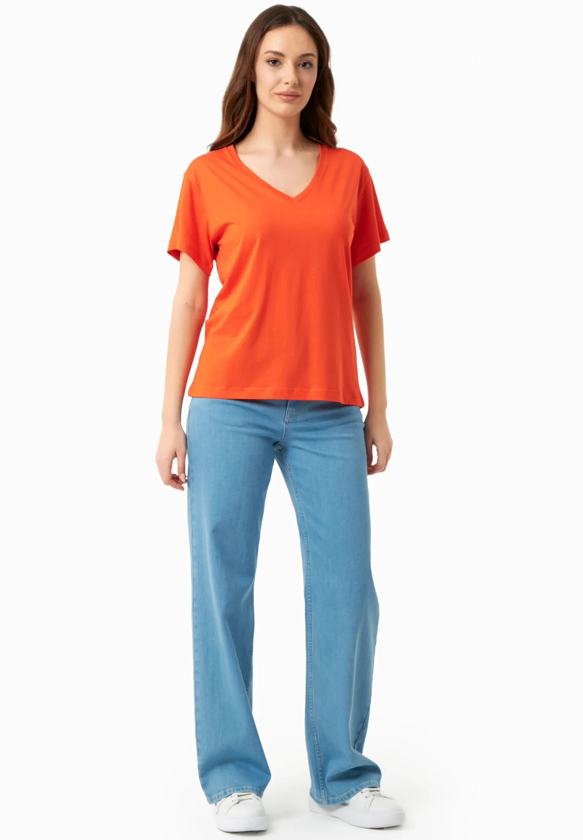 V-Neck Modal Blend T-Shirt Tangerina sold by Ivalo.com product image thumbnail 4