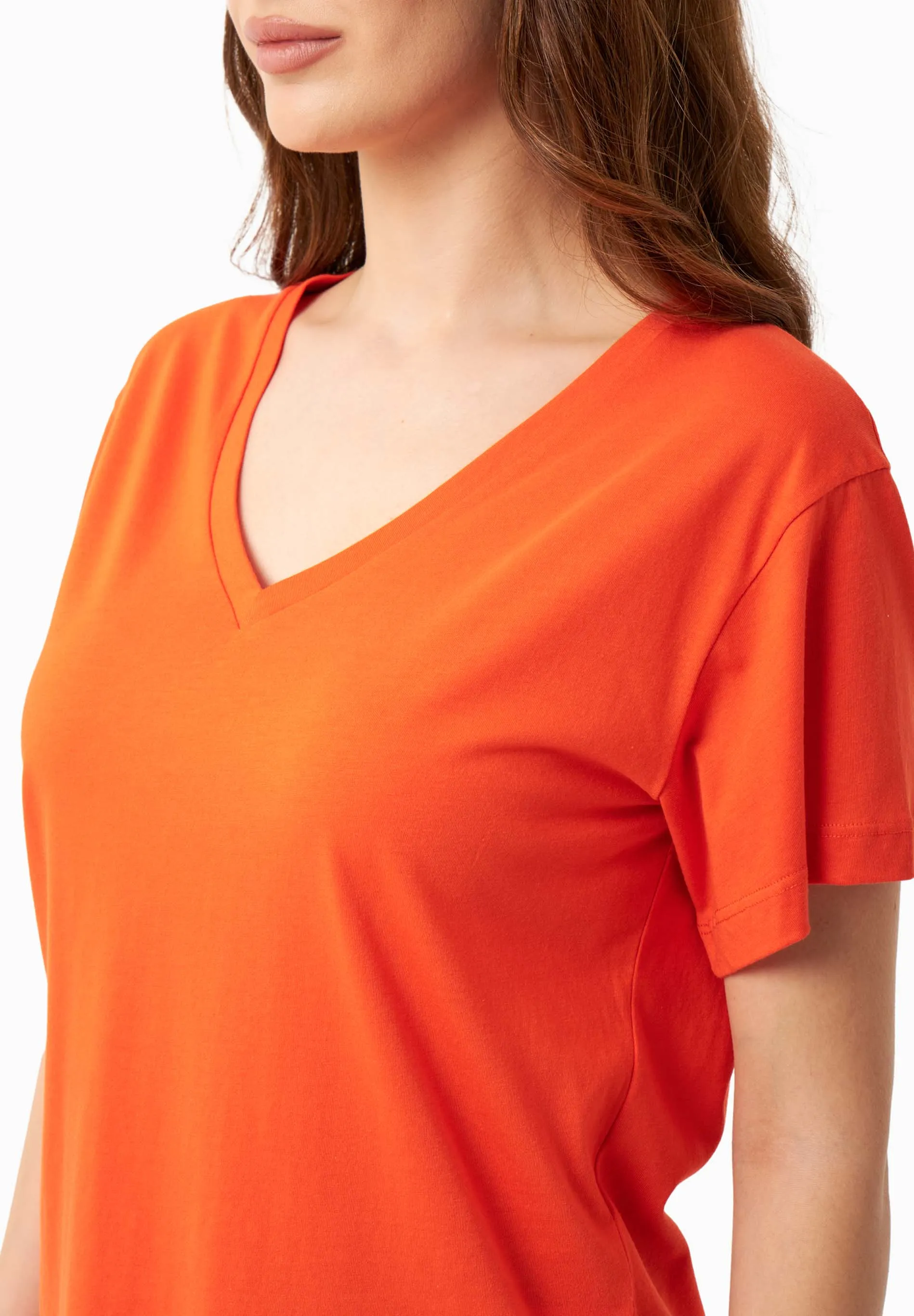 V-Neck Modal Blend T-Shirt Tangerina sold by Ivalo.com product image thumbnail 5