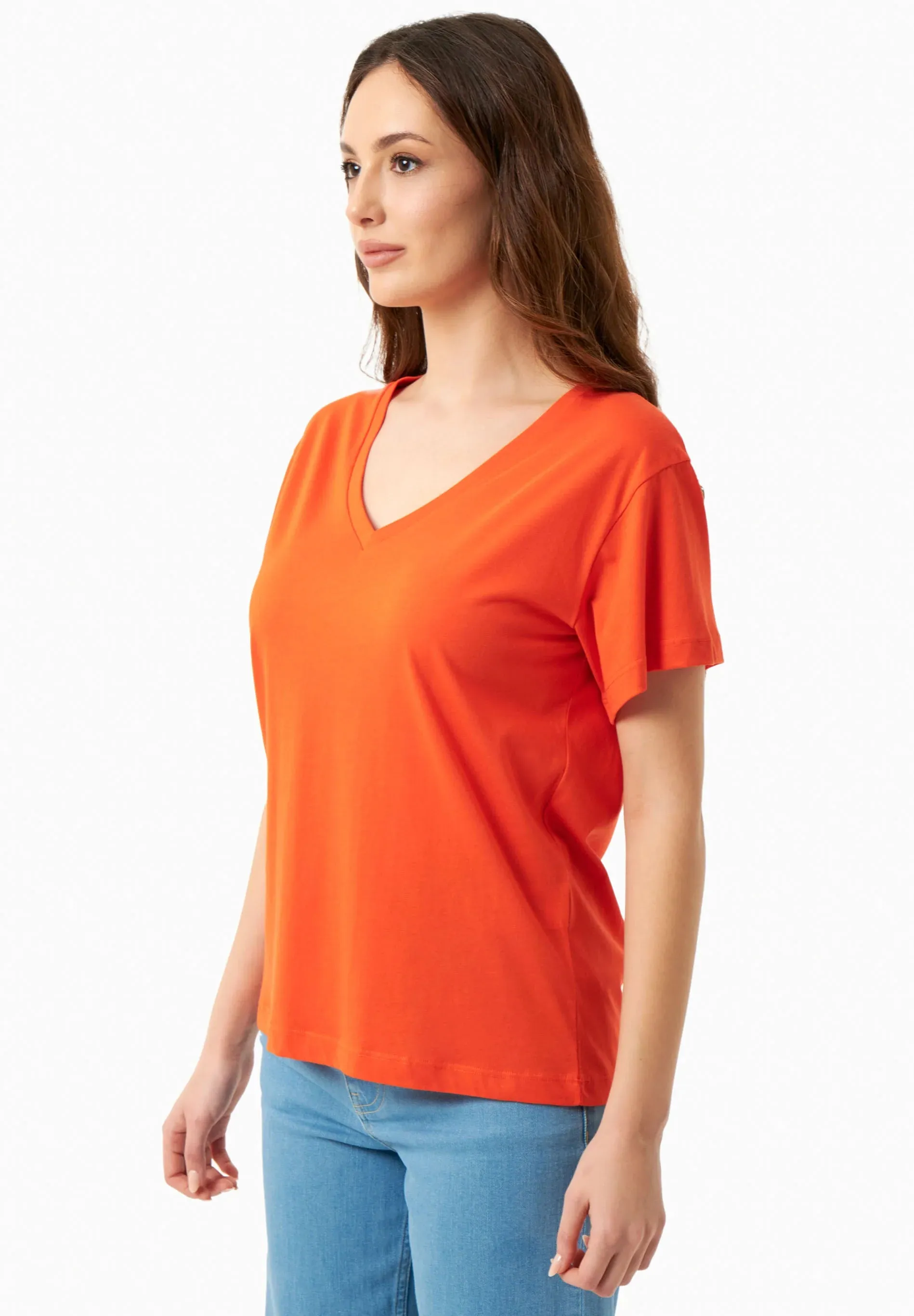 V-Neck Modal Blend T-Shirt Tangerina sold by Ivalo.com product image thumbnail 3
