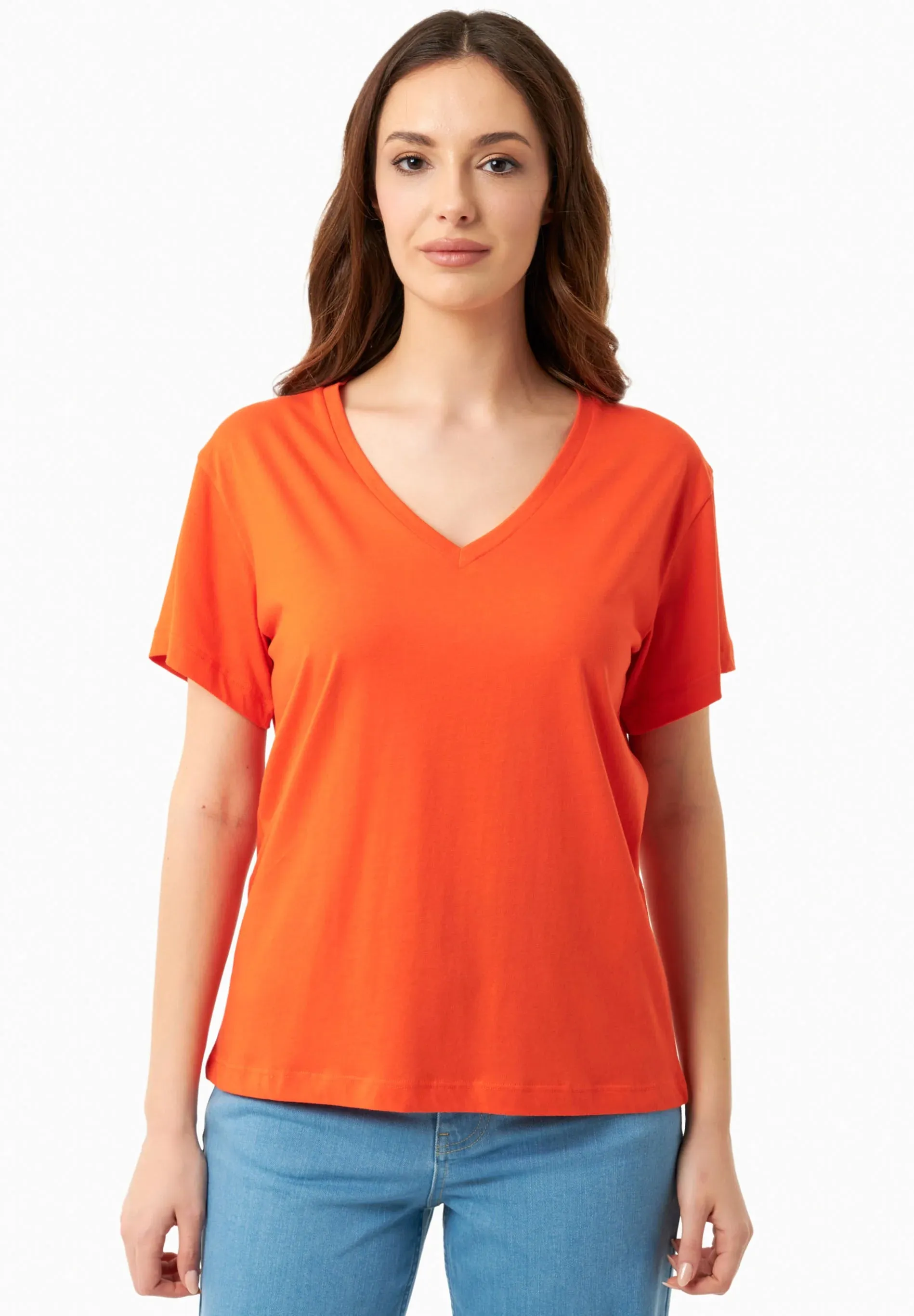 V-Neck Modal Blend T-Shirt Tangerina sold by Ivalo.com