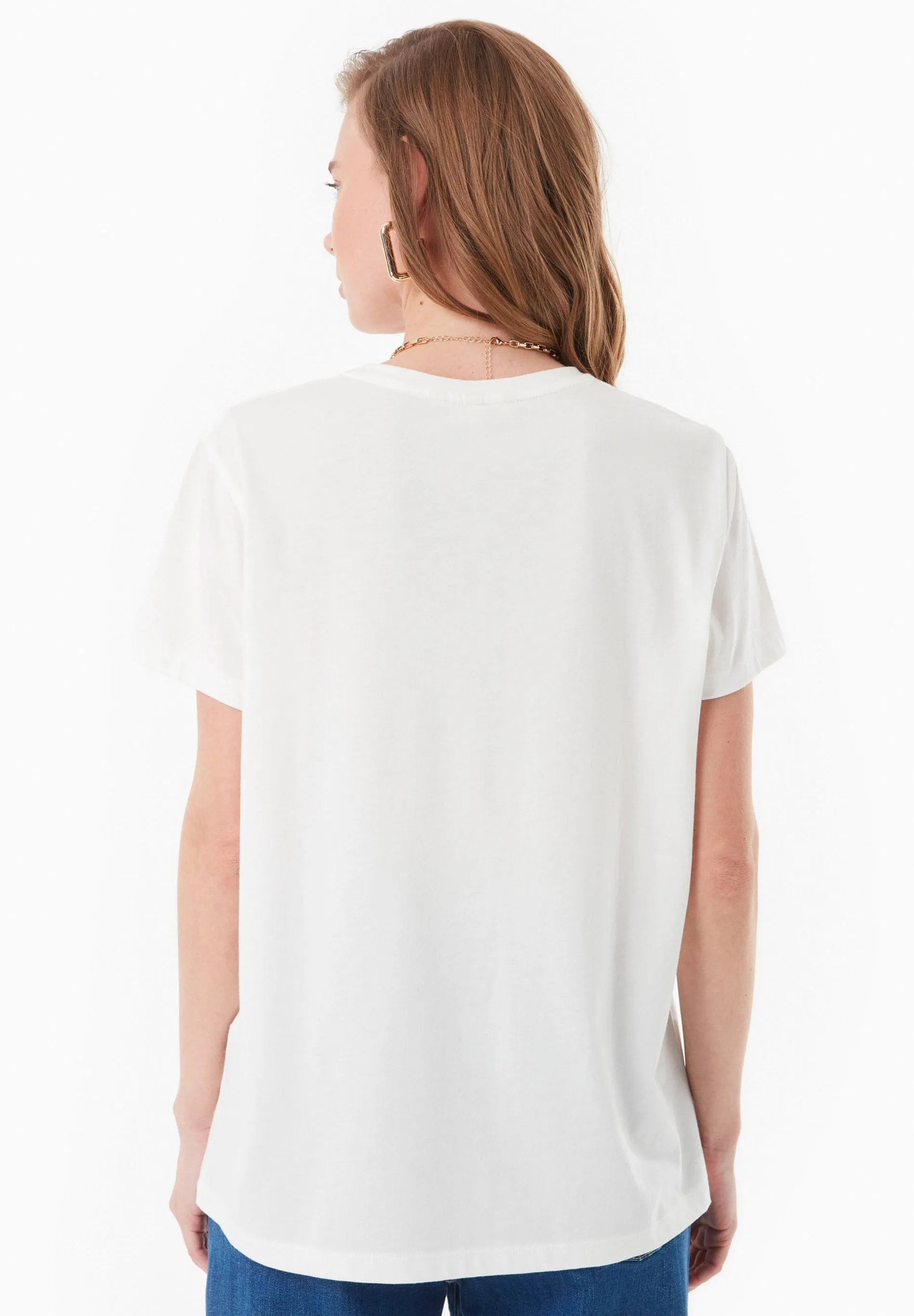 Modal Blend Embroidered Flower T-Shirt Off White sold by Ivalo.com product image thumbnail 5