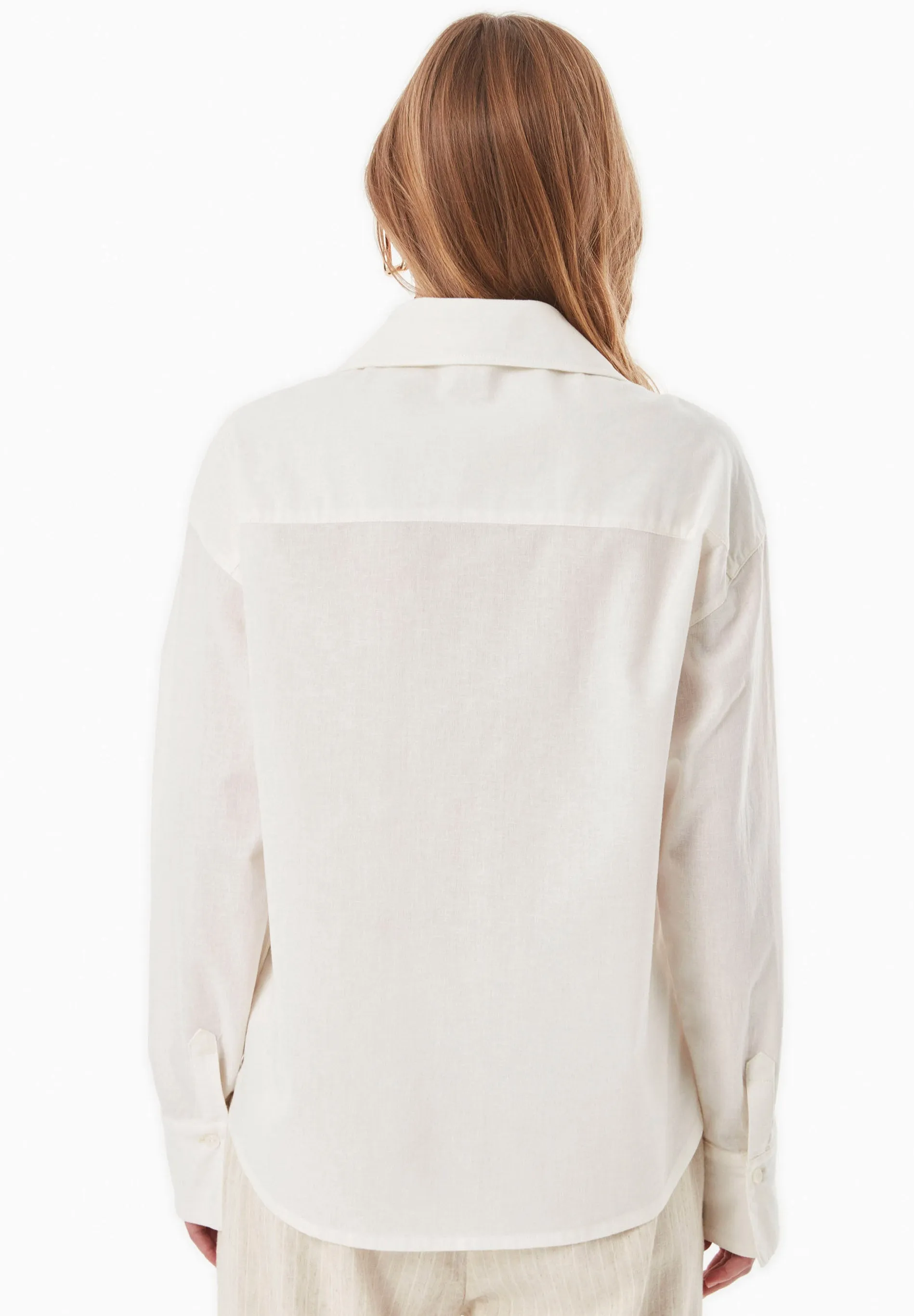 Embroidered Linen Blend Button-Up Off White sold by Ivalo.com product image thumbnail 4