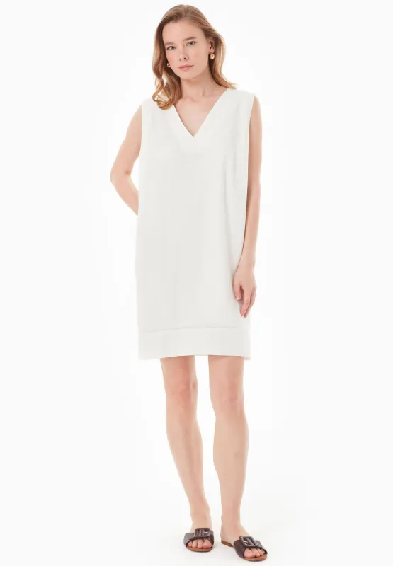 Sleeveless Linen Blend Mini Dress Off White sold by Ivalo.com