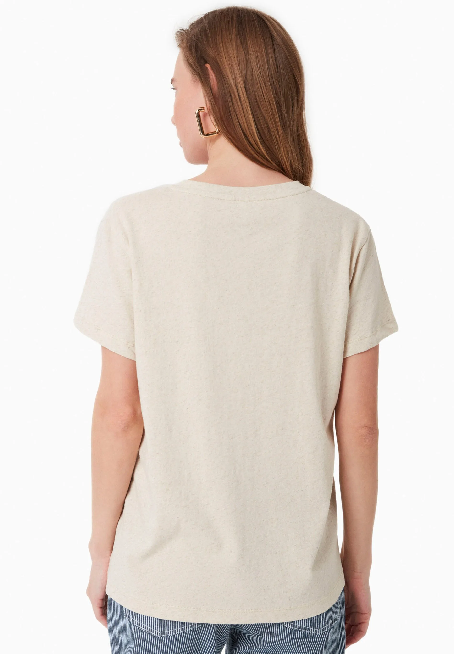 Linen Blend V-Neck T-Shirt Natural sold by Ivalo.com product image thumbnail 4