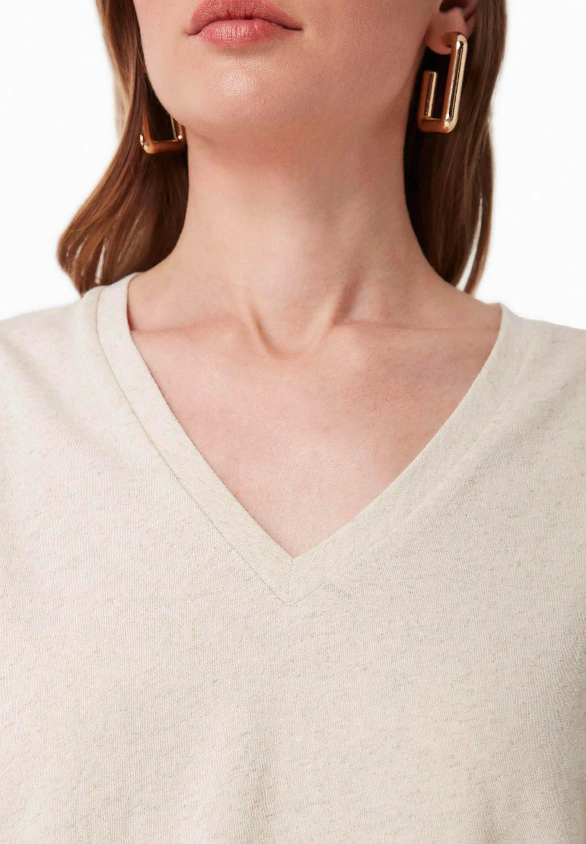 Linen Blend V-Neck T-Shirt Natural sold by Ivalo.com product image thumbnail 5