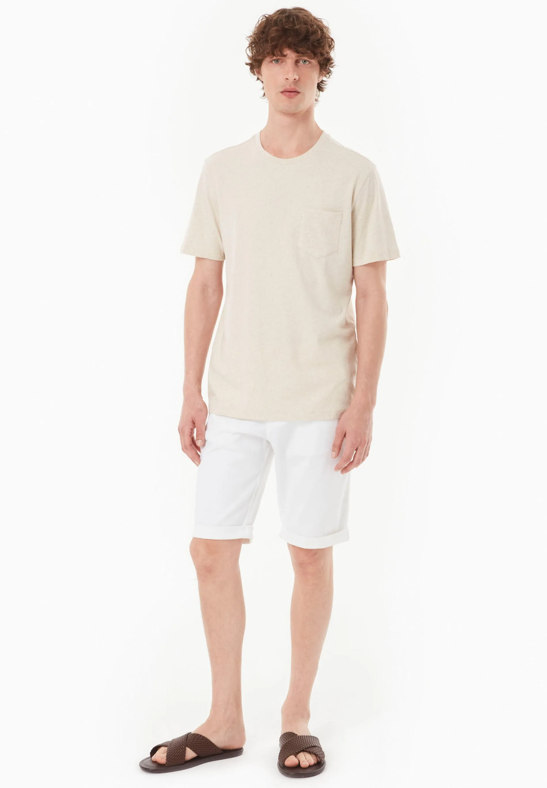 Men's Linen Blend T-Shirt With Chest Pocket Natural sold by Ivalo.com product image thumbnail 4