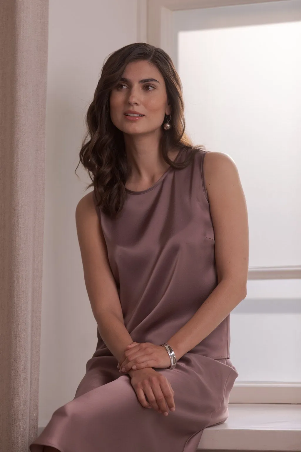 Tia Sleeveless Satin Top Mauve sold by Ivalo.com