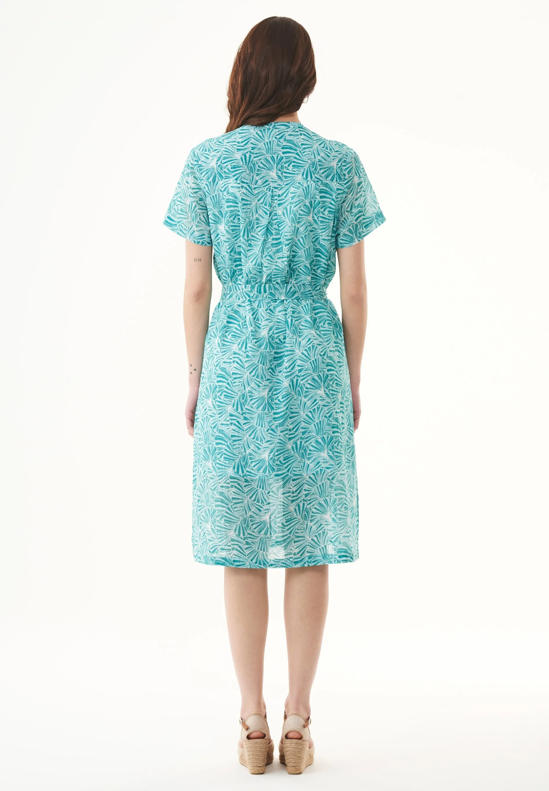 Belted Organic Cotton Voile Dress Emerald Flower sold by Ivalo.com product image thumbnail 2