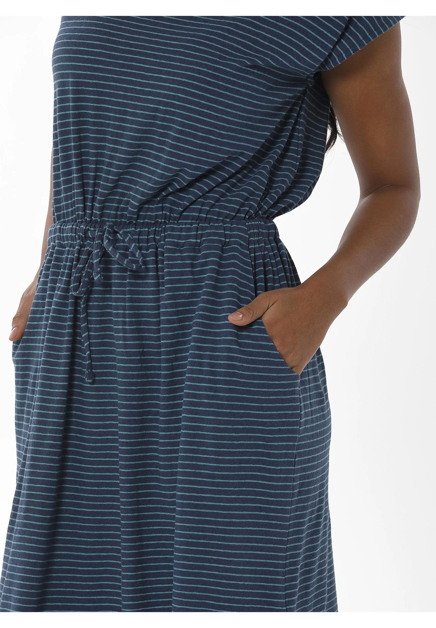 Striped Linen Blend Jersey Dress Navy/Petrol Green sold by Ivalo.com product image thumbnail 5