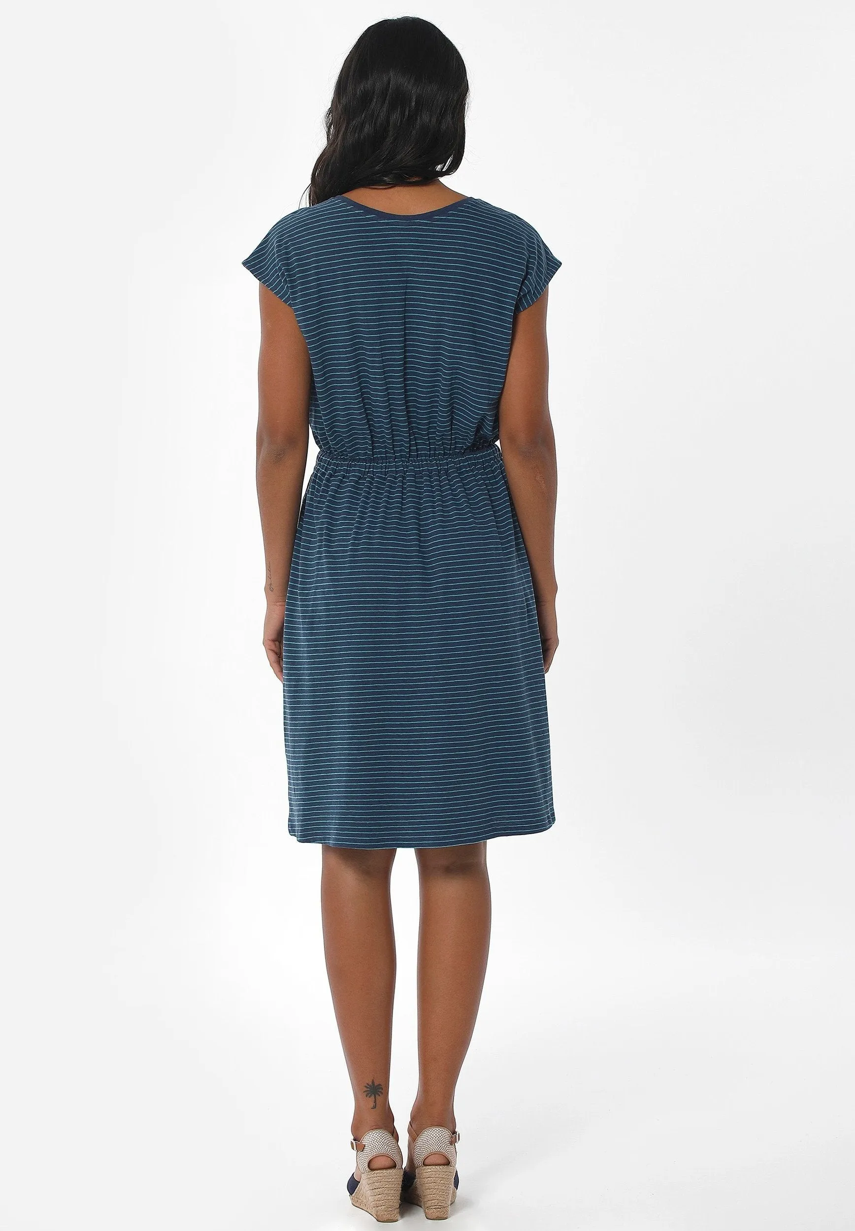 Striped Linen Blend Jersey Dress Navy/Petrol Green sold by Ivalo.com product image thumbnail 2
