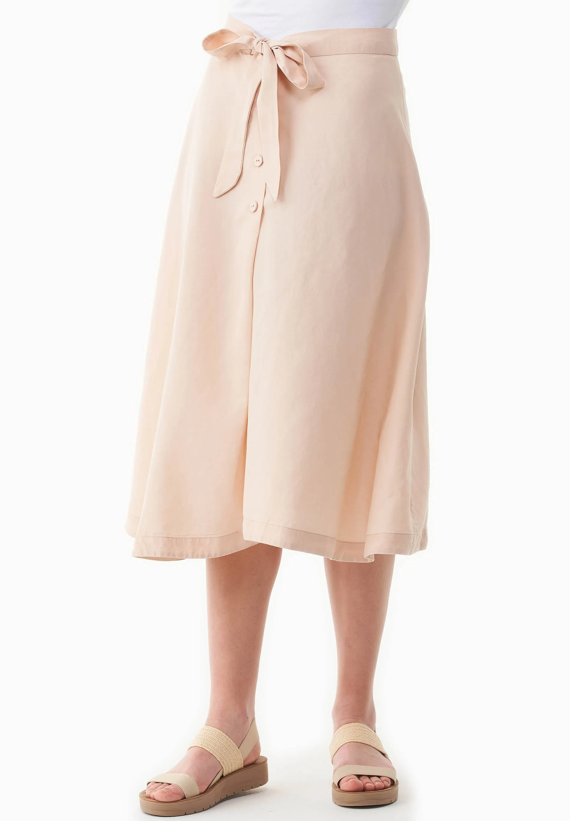 Linen-Lyocell Blend Asymmetric Hem Skirt Soft Beige sold by Ivalo.com product image thumbnail 4