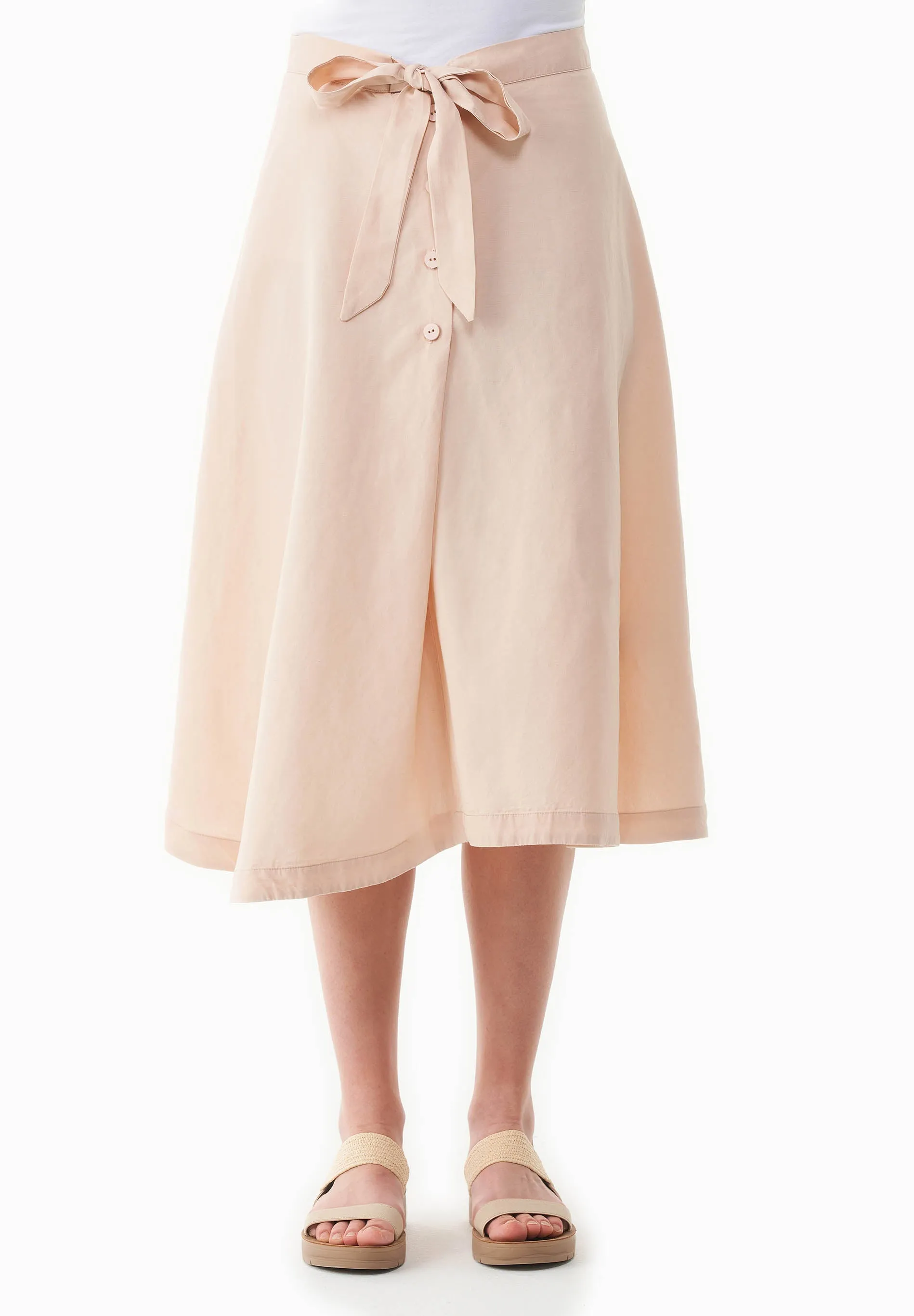 Linen-Lyocell Blend Asymmetric Hem Skirt Soft Beige sold by Ivalo.com