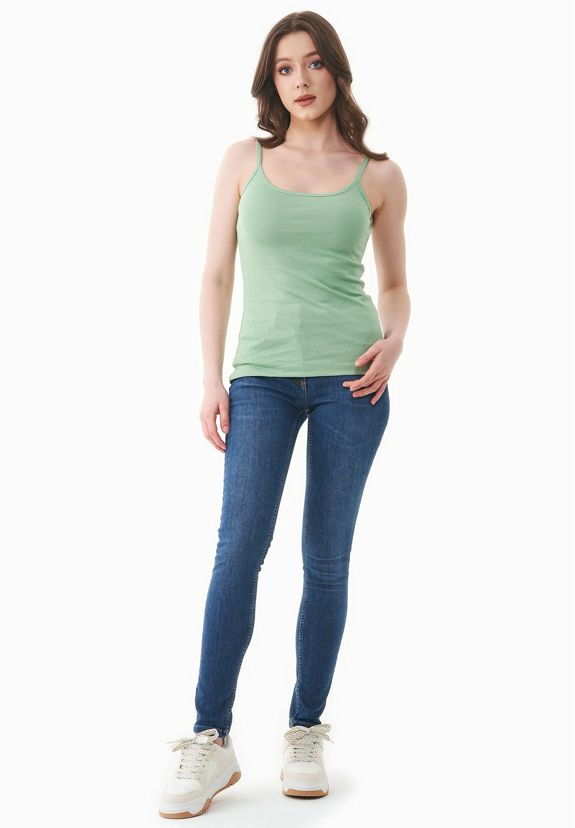 Women's Ribbed Spaghetti Strap Top Matcha Green sold by Ivalo.com product image thumbnail 2