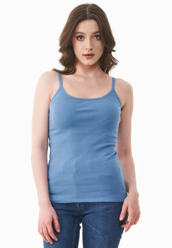 Women's Ribbed Spaghetti Strap Top Coronet Blue sold by Ivalo.com