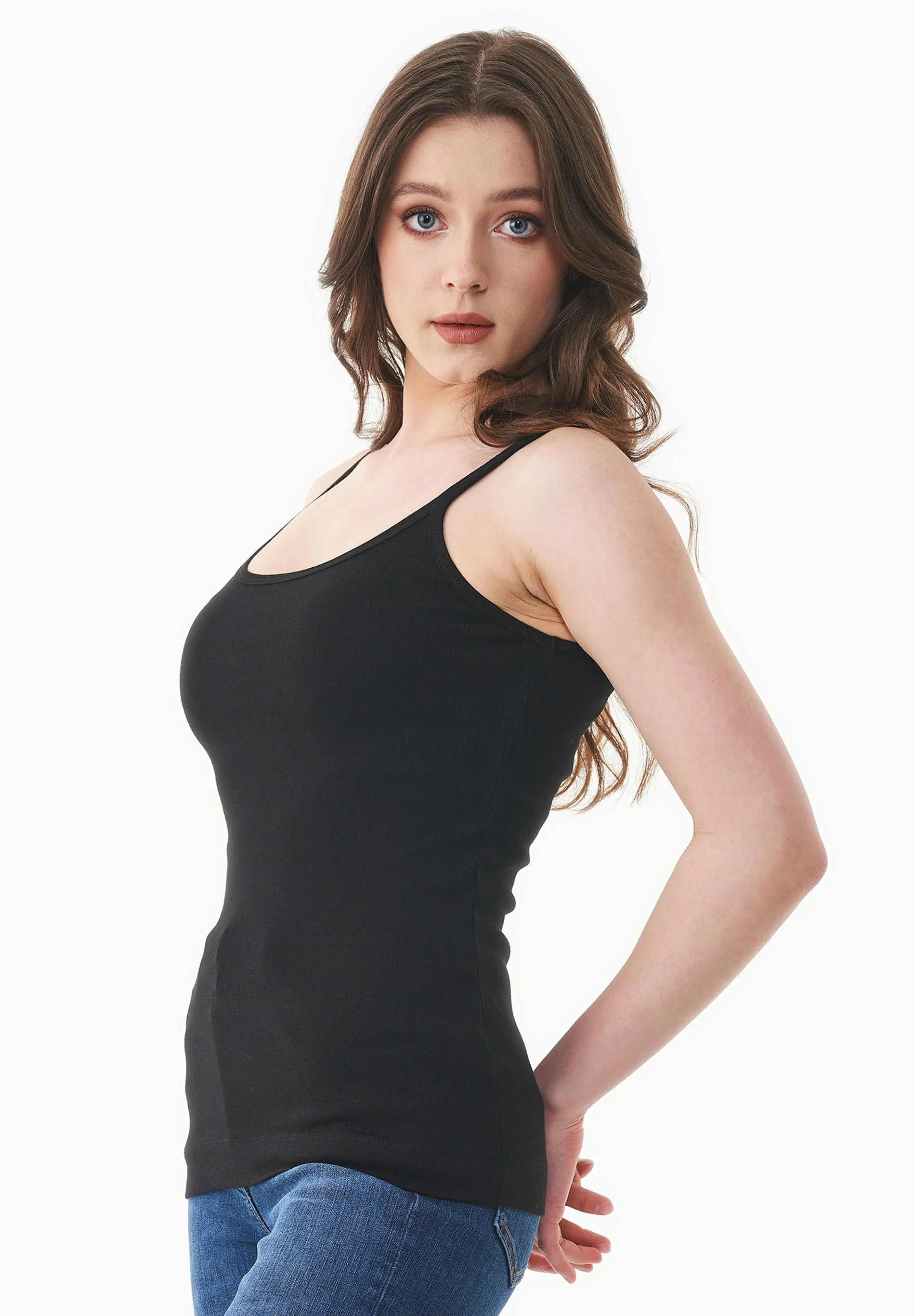 Women's Ribbed Spaghetti Strap Top Black sold by Ivalo.com product image thumbnail 4