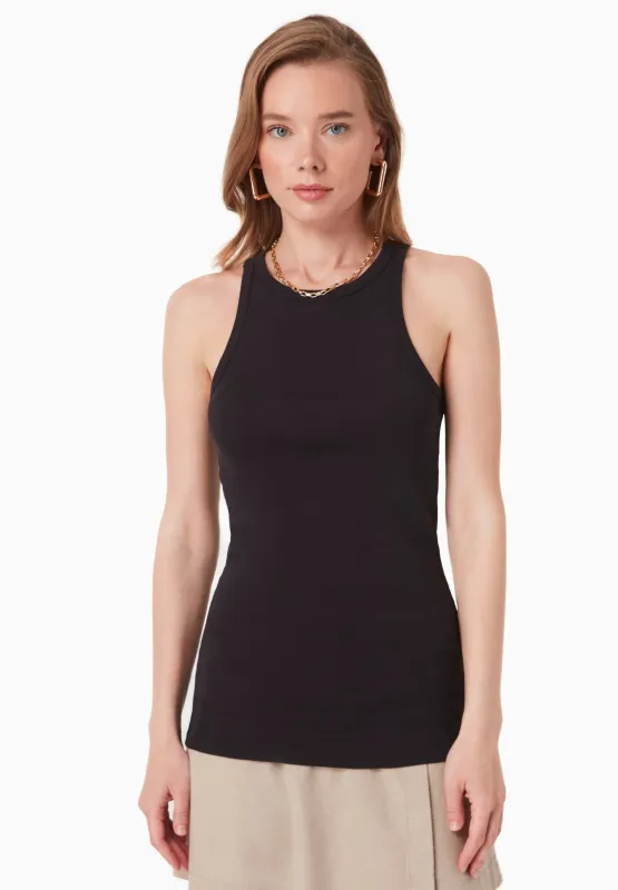 Women's High Neckline Ribbed Top Black sold by Ivalo.com