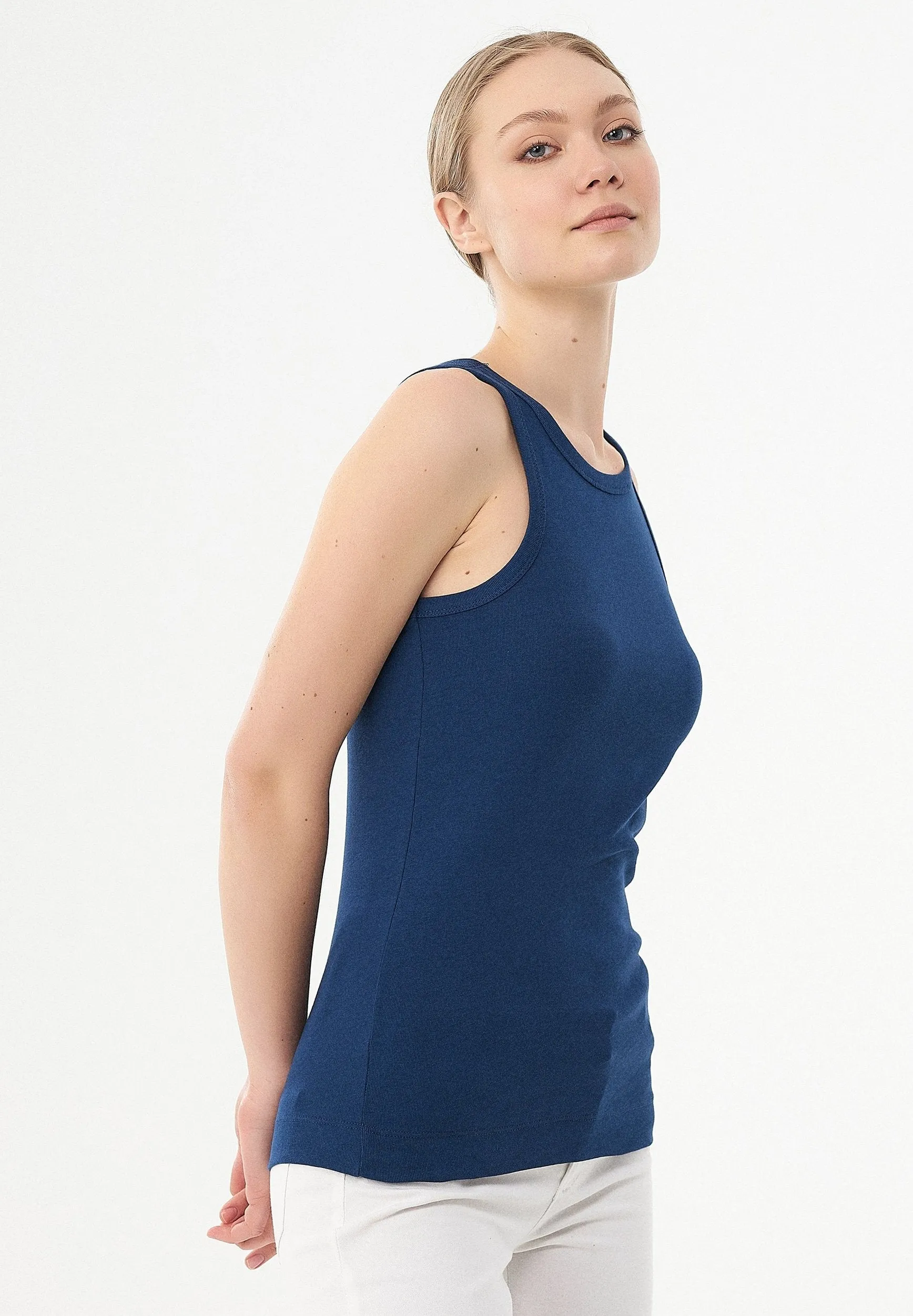 Women's High Neckline Ribbed Top Navy sold by Ivalo.com product image thumbnail 4