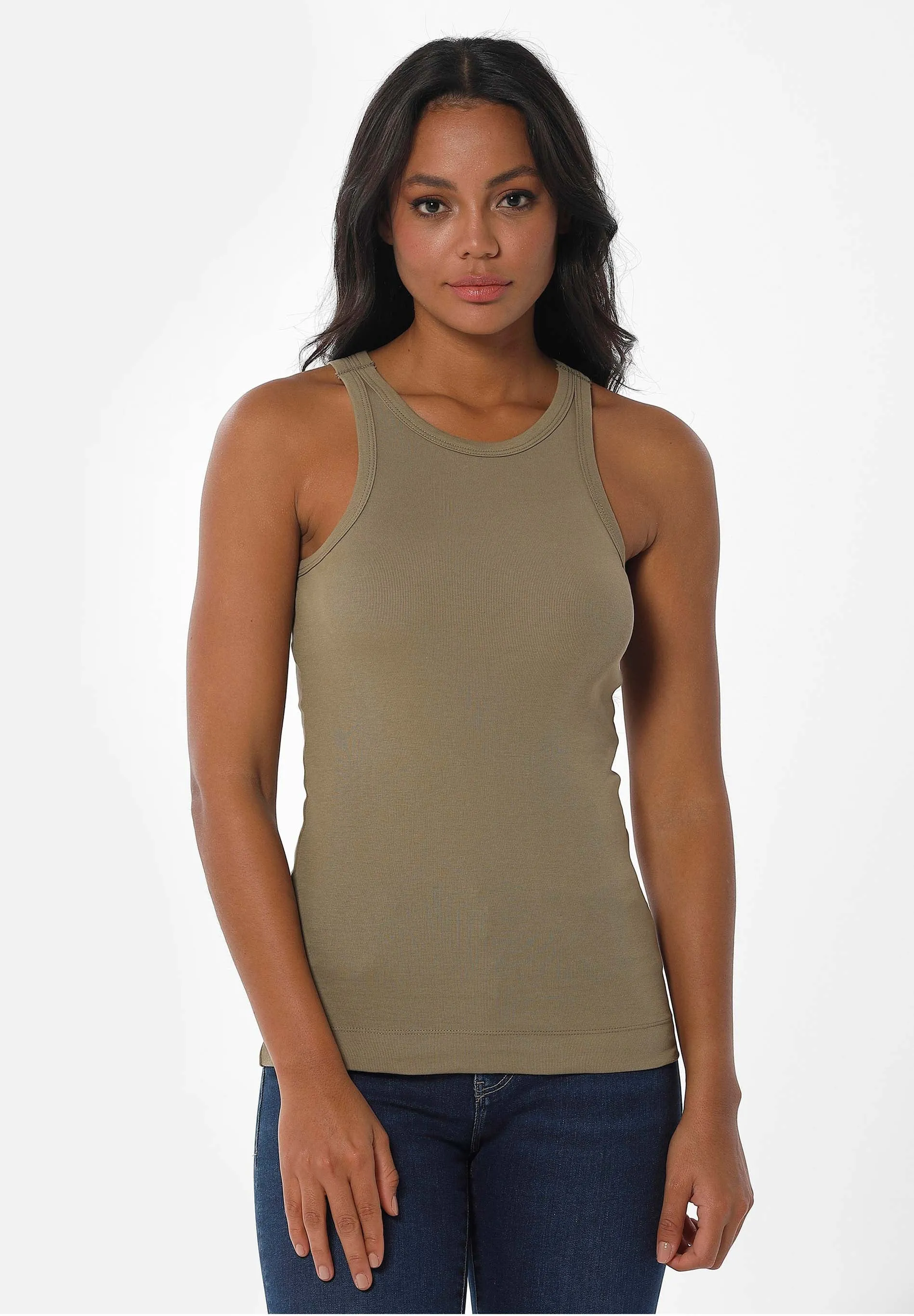 Women's High Neckline Ribbed Top Olive sold by Ivalo.com product image thumbnail 3