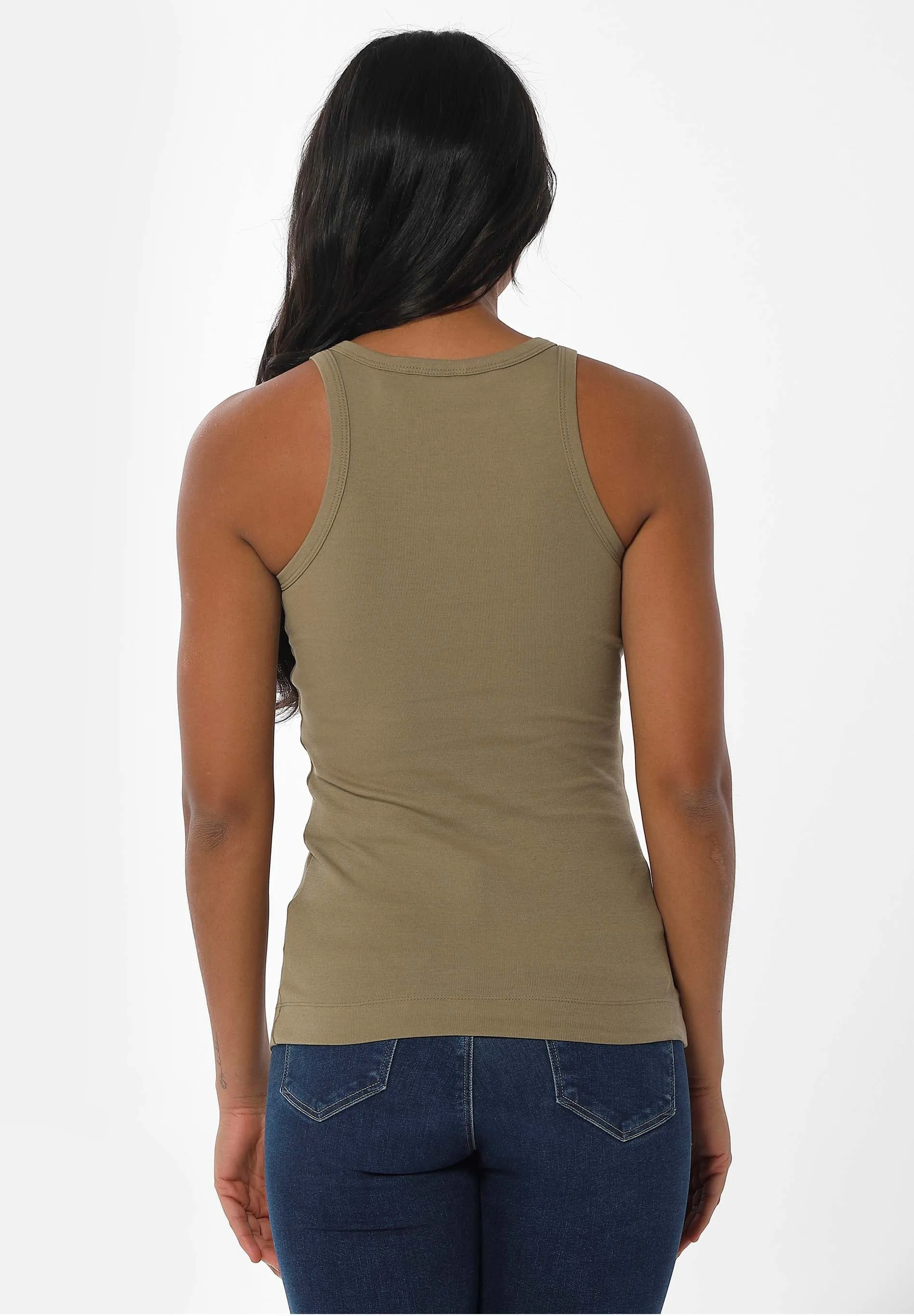Women's High Neckline Ribbed Top Olive sold by Ivalo.com product image thumbnail 2