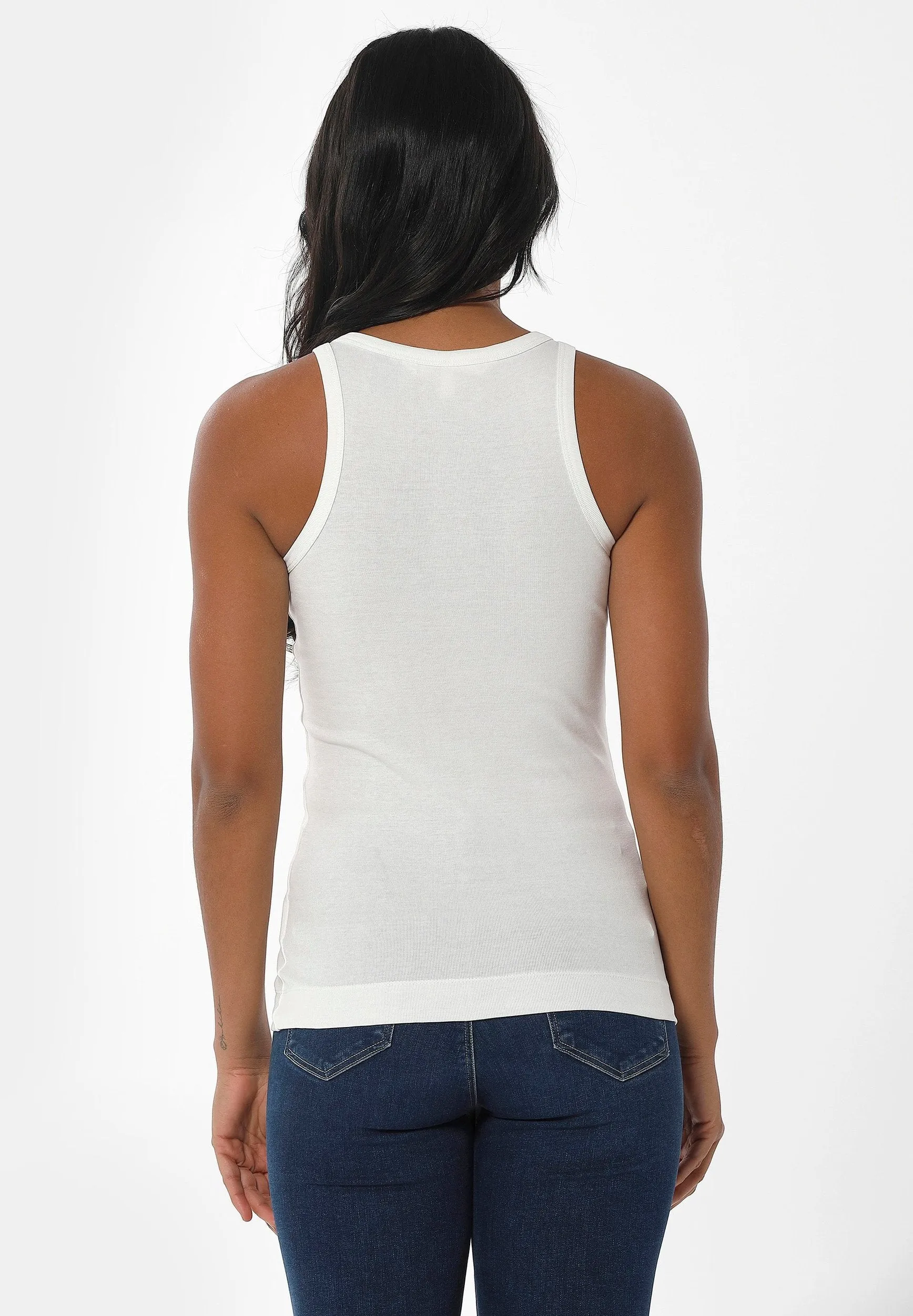 Women's High Neckline Ribbed Top Off White sold by Ivalo.com product image thumbnail 3