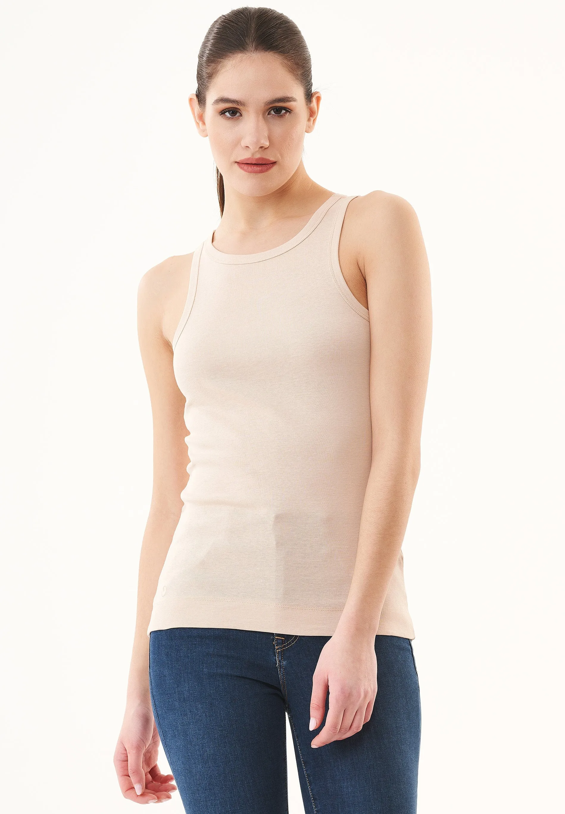 Women's High Neckline Ribbed Top Birch sold by Ivalo.com