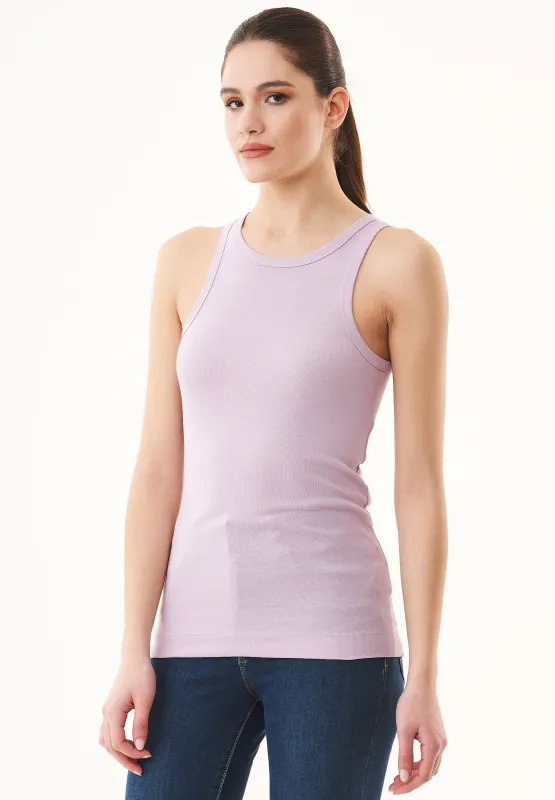 Women's High Neckline Ribbed Top Lavender sold by Ivalo.com