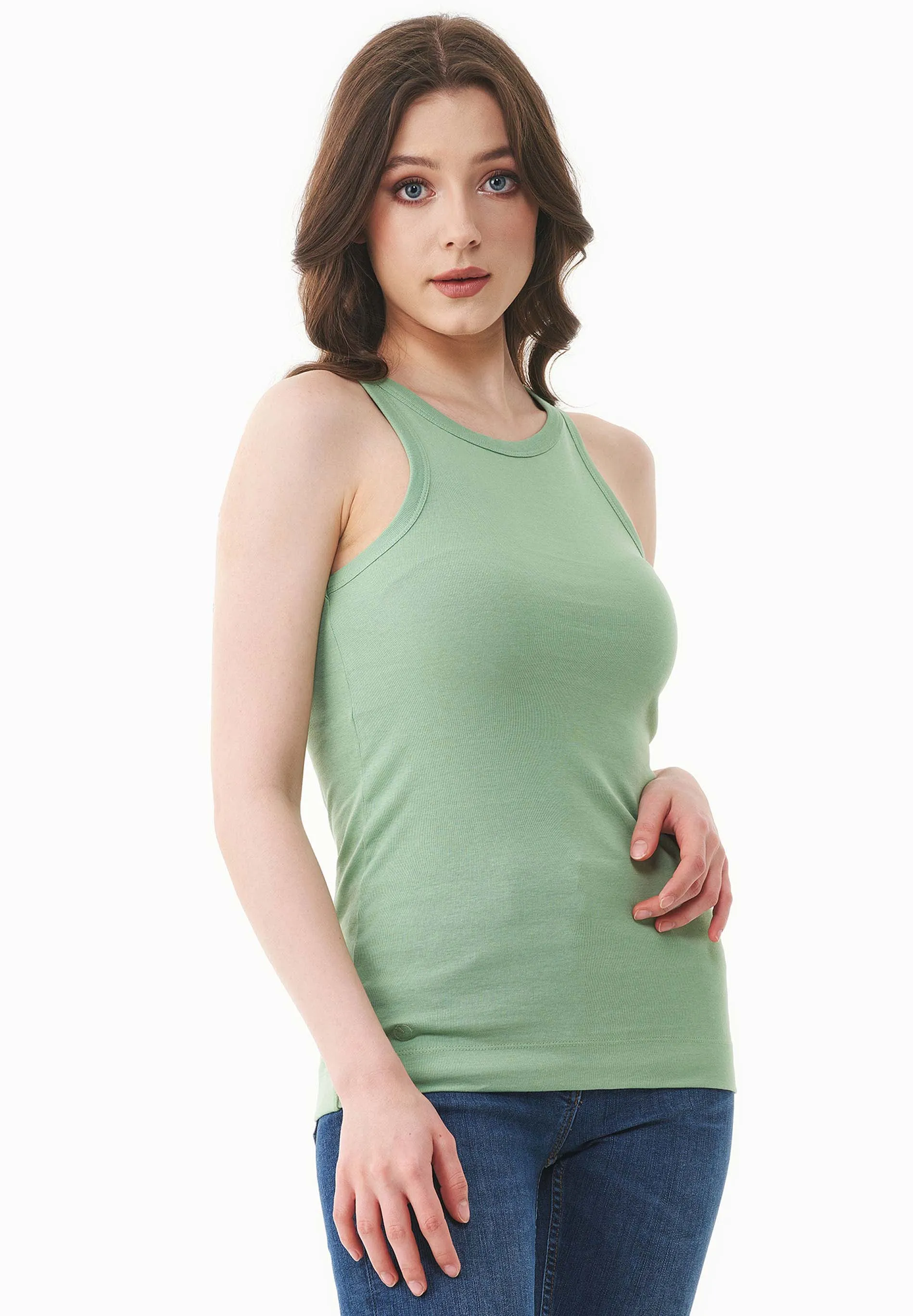 Women's High Neckline Ribbed Top Matcha Green sold by Ivalo.com product image thumbnail 4