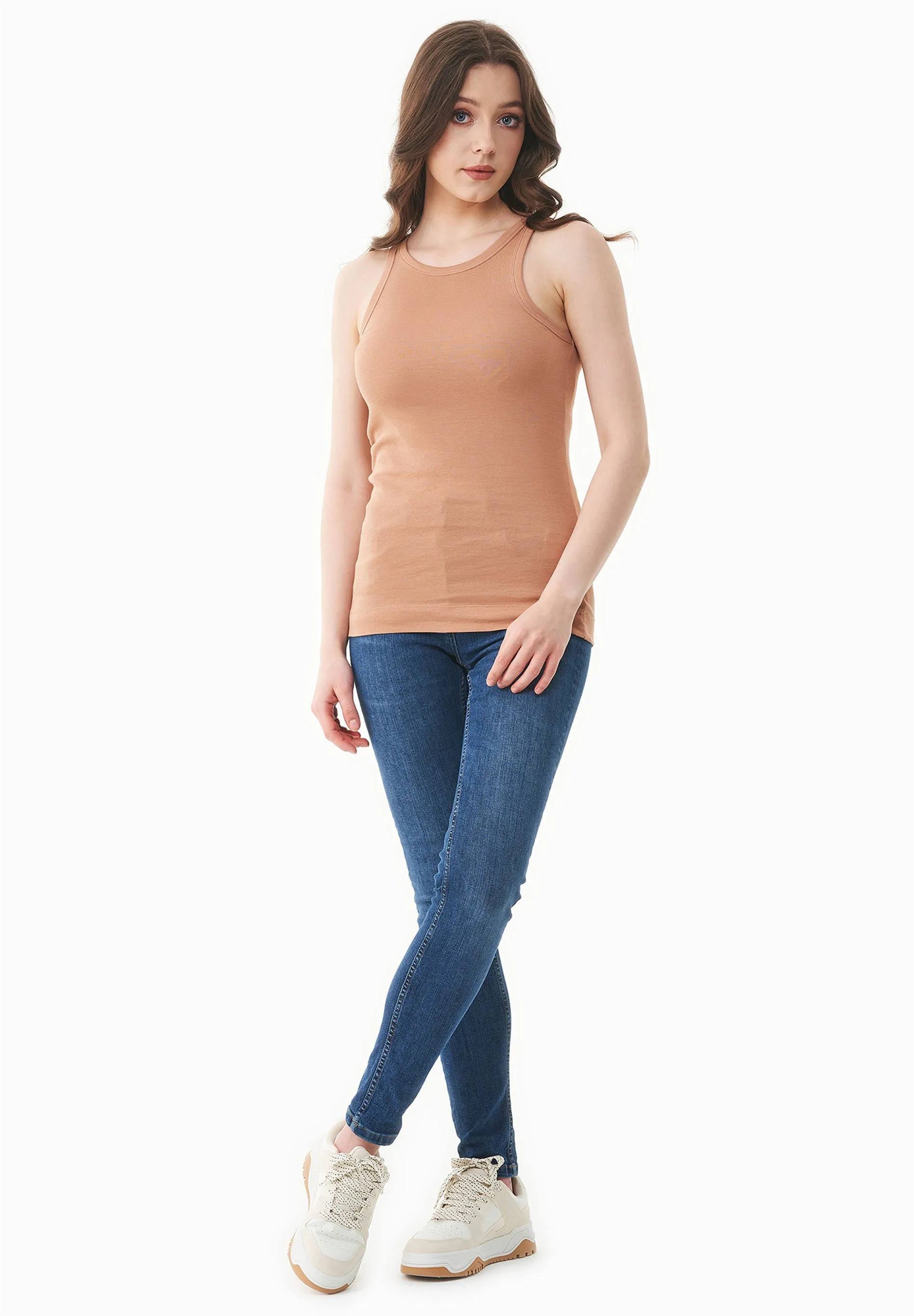 Women's High Neckline Ribbed Top Tan sold by Ivalo.com product image thumbnail 3