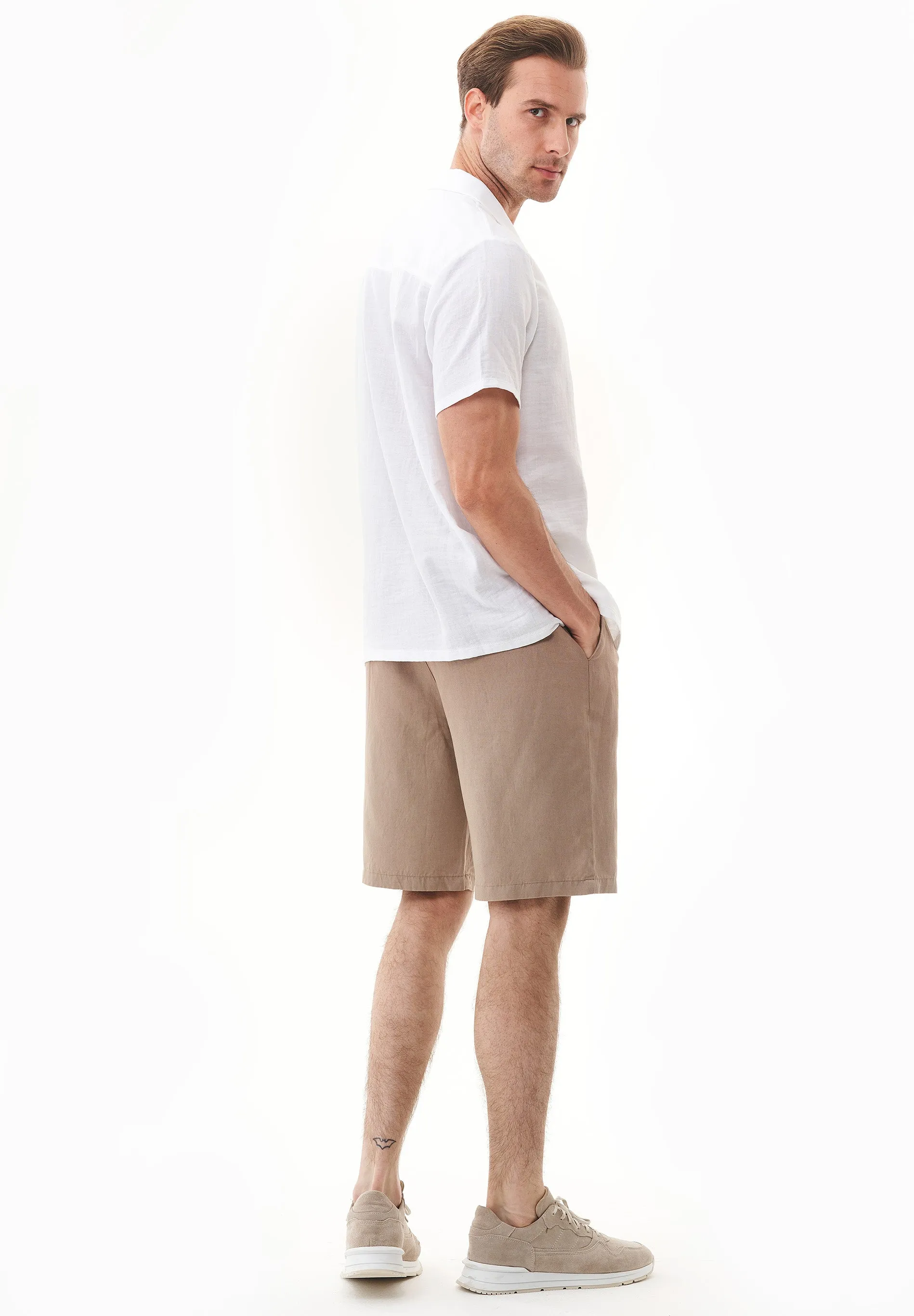 Men's Linen Blend Bermuda Shorts Deep Taupe sold by Ivalo.com product image thumbnail 2