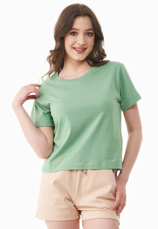Modal Blend Round Neck T-Shirt Matcha Green sold by Ivalo.com