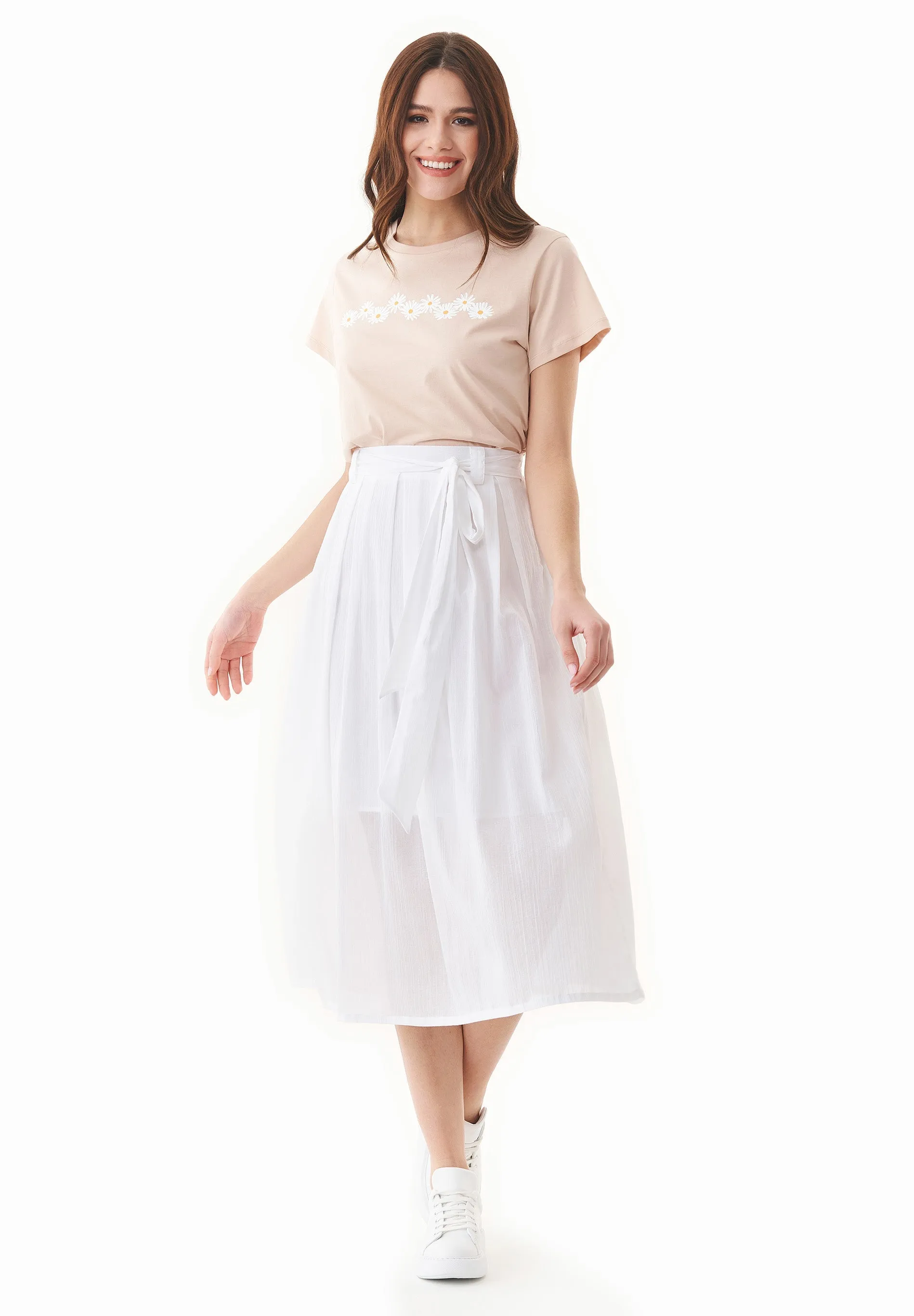 Organic Cotton Voile Midi Skirt White sold by Ivalo.com