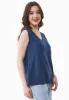 Deep Round Neck Linen Blend Jersey Top Navy sold by Ivalo.com