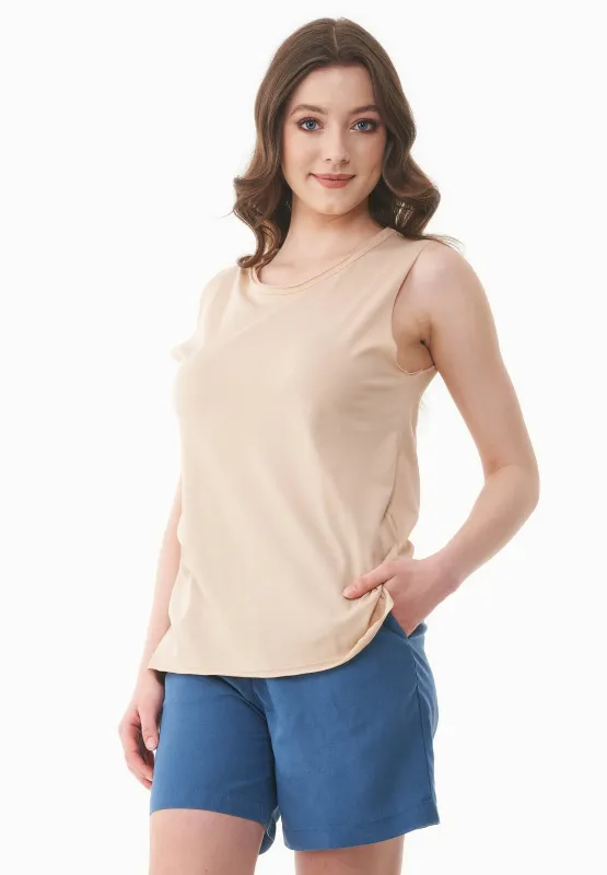 Modal Blend Round Neck Top Soft Beige sold by Ivalo.com