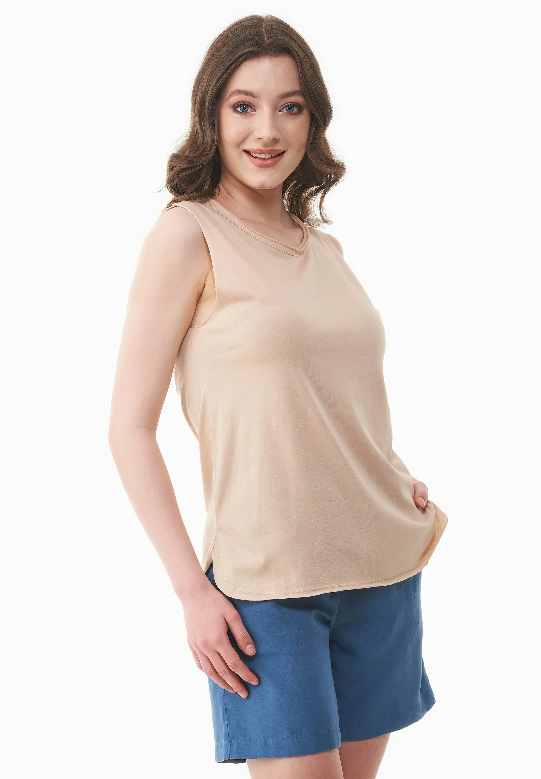 Modal Blend Round Neck Top Soft Beige sold by Ivalo.com product image thumbnail 5