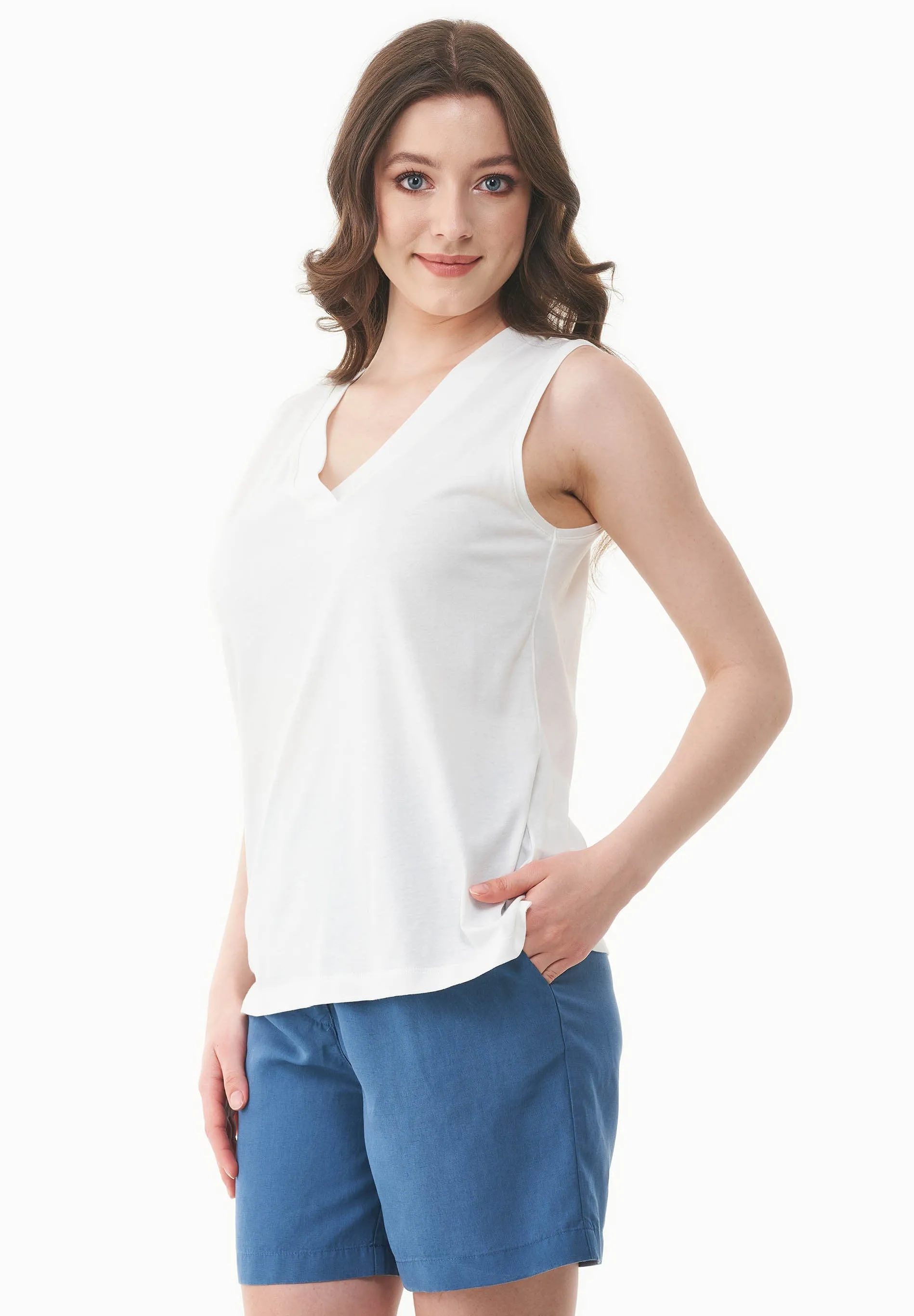 Modal Blend V-Neck Top Off White sold by Ivalo.com product image thumbnail 5