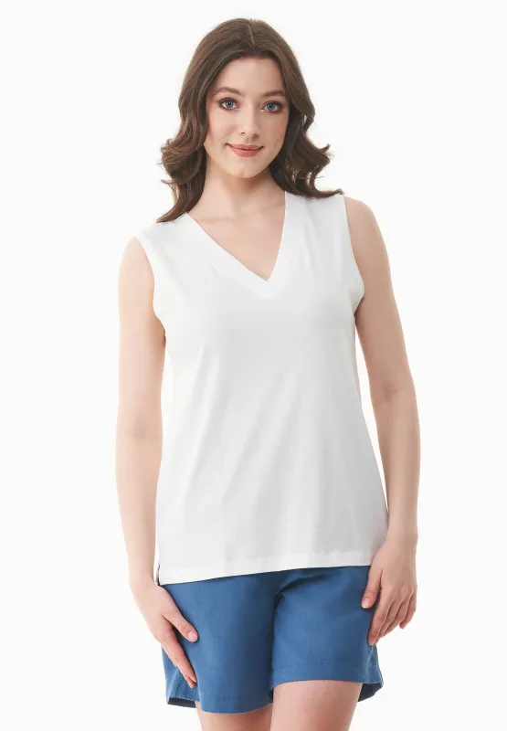 Modal Blend V-Neck Top Off White sold by Ivalo.com