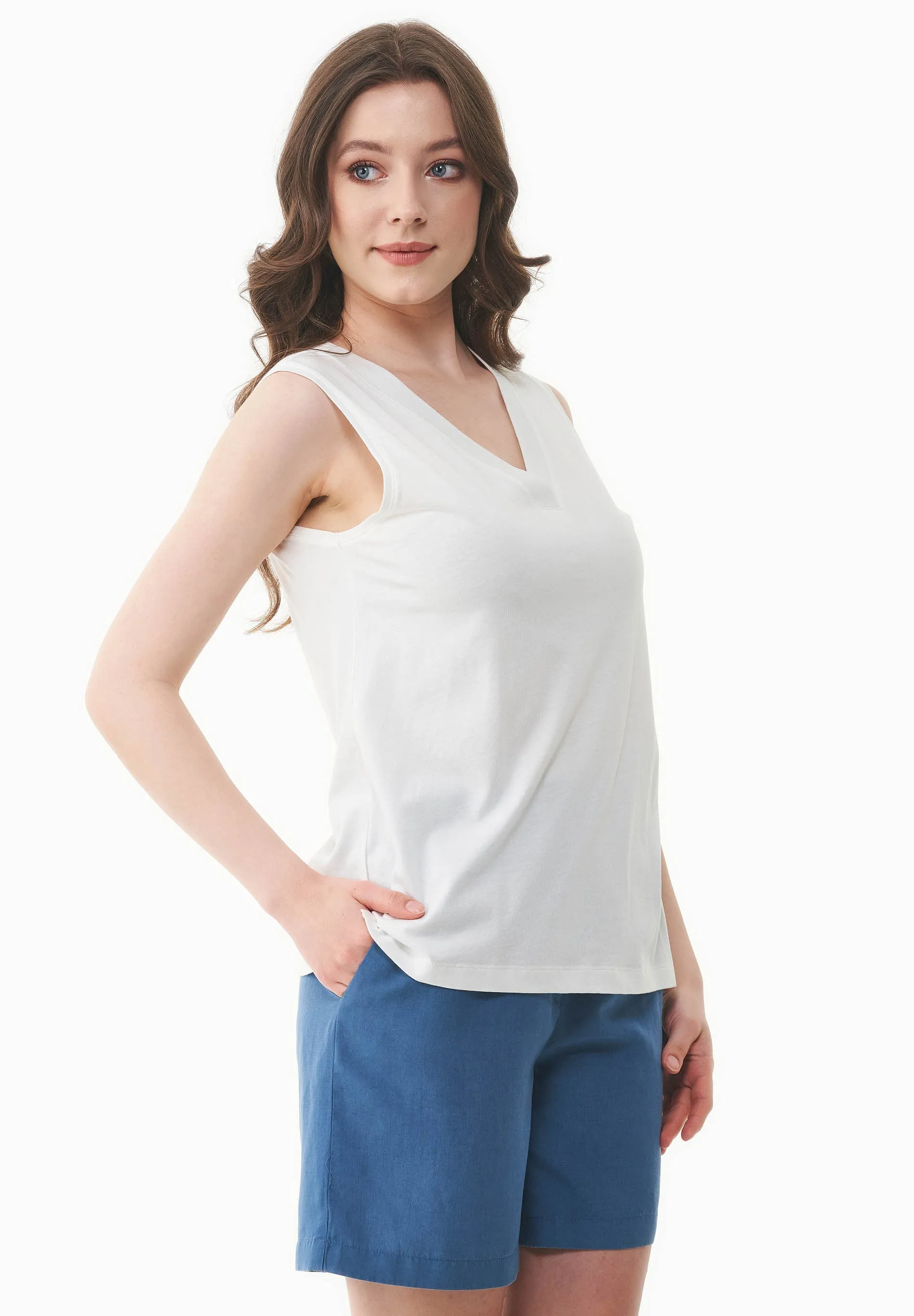 Modal Blend V-Neck Top Off White sold by Ivalo.com product image thumbnail 4