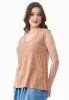 Deep Round Neck Linen Blend Jersey Top Tan sold by Ivalo.com