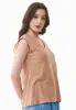 Deep Round Neck Linen Blend Jersey Top Tan sold by Ivalo.com