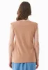 Deep Round Neck Linen Blend Jersey Top Tan sold by Ivalo.com