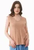 Deep Round Neck Linen Blend Jersey Top Tan sold by Ivalo.com