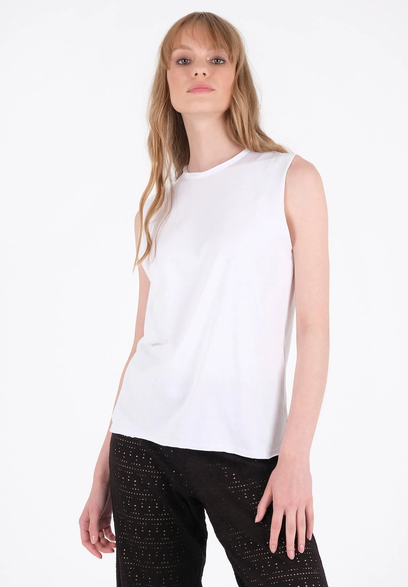 Modal Blend Sleeveless Top White sold by Ivalo.com product image thumbnail 2