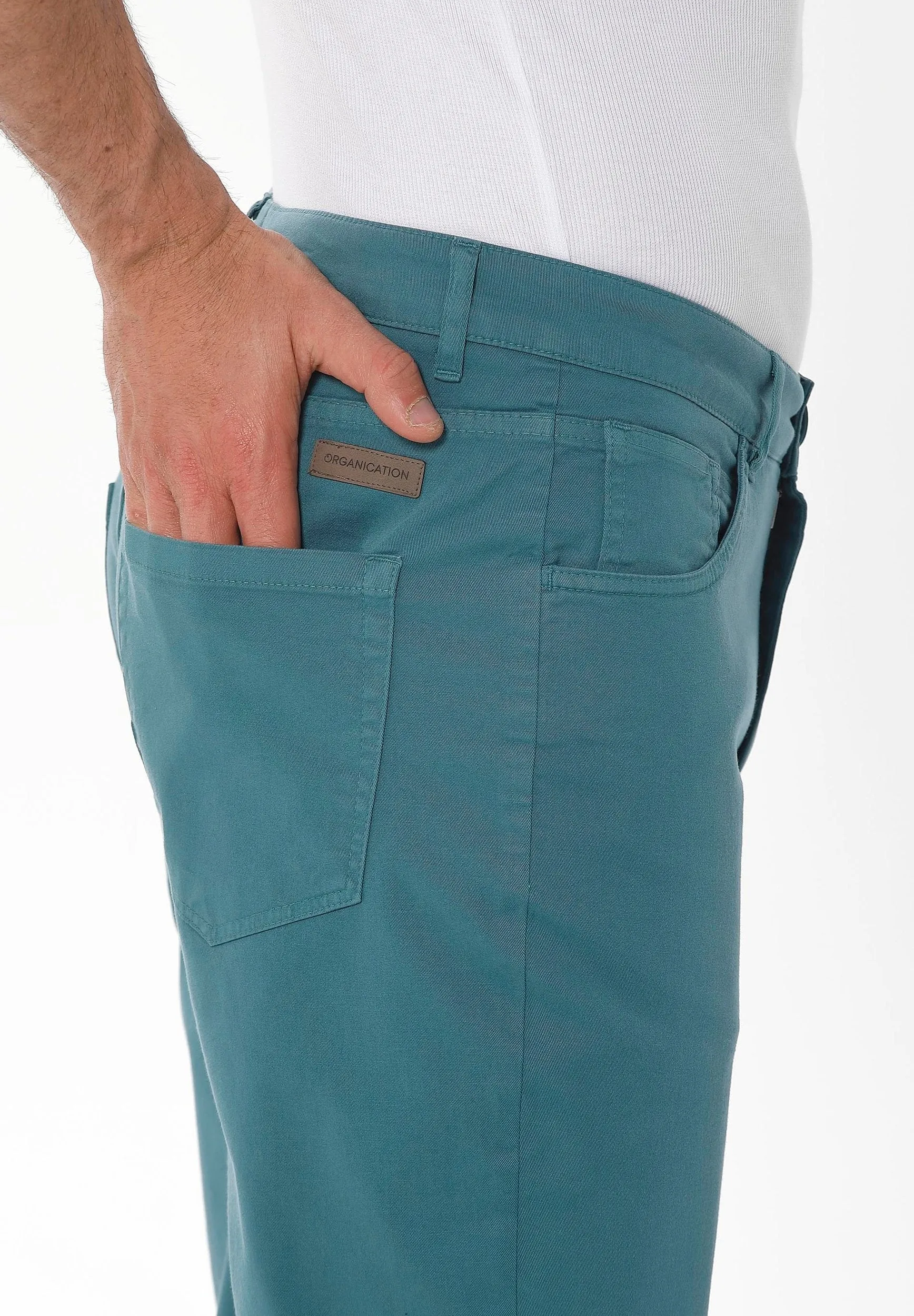 Men's Five-Pocket Organic Cotton Trousers Petrol Green sold by Ivalo.com product image thumbnail 5